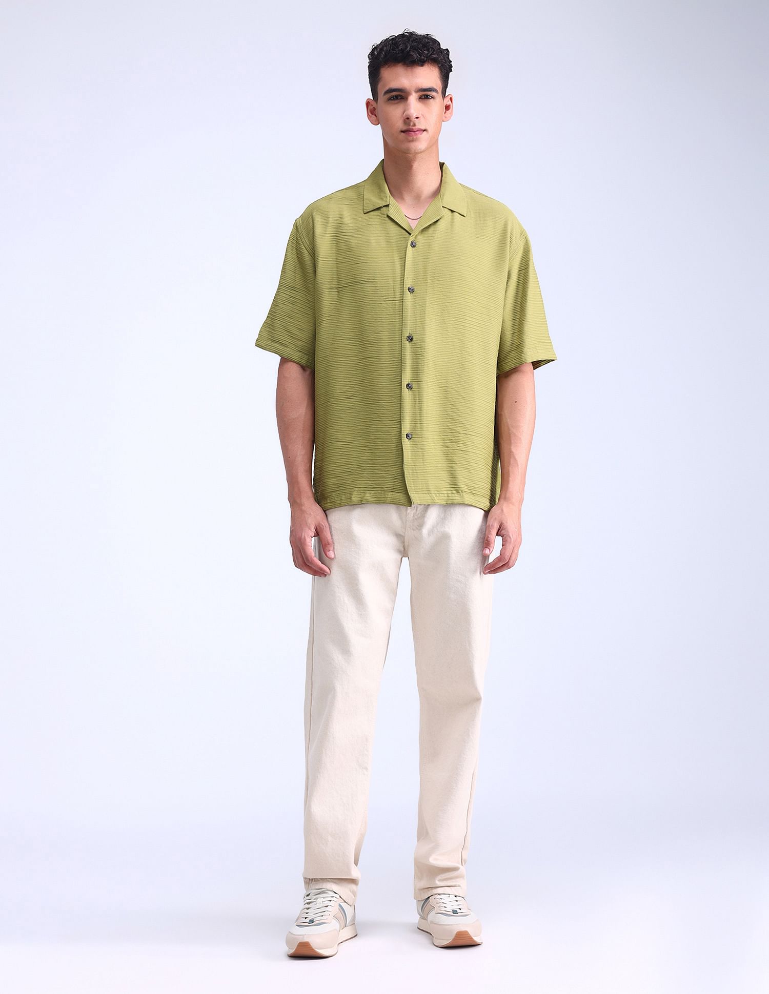 Flying Machine Oversized Twill Solid Shirt