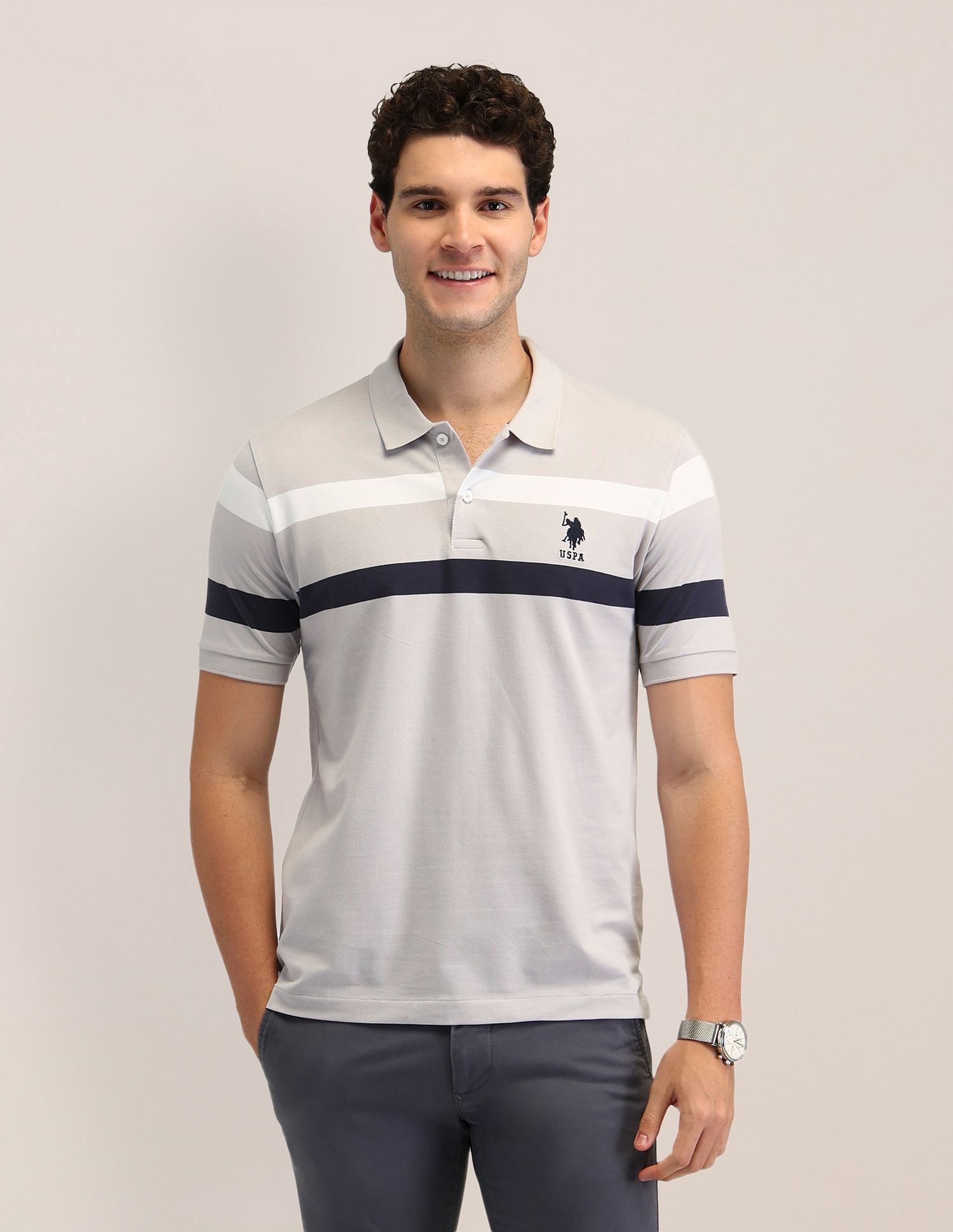U.S. Polo Assn. Horizontal Striped Slim Fit Polo Shirt