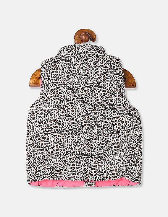 GAP Leopard Print Puffer Sleeveless Jacket