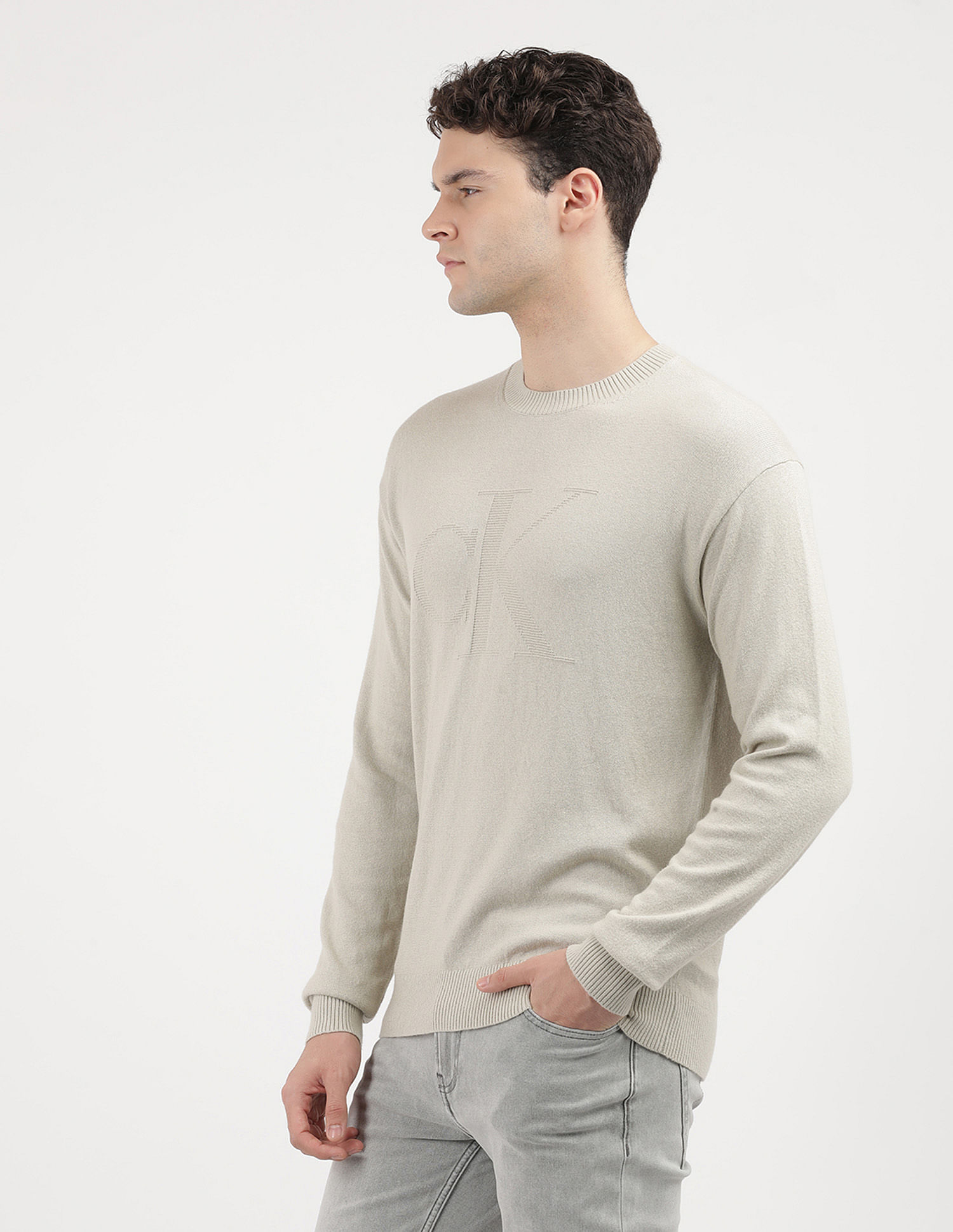 Calvin Klein Jeans Intarsia Mix Stitch Logo Sweater