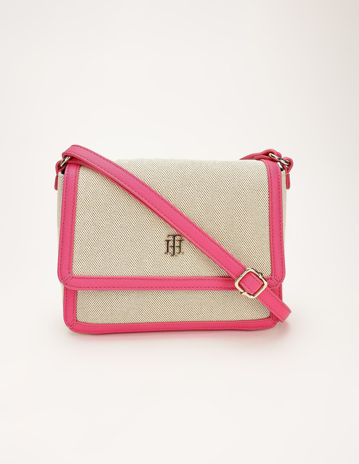 Tommy Hilfiger Solid Pink Polyester Sling Bags