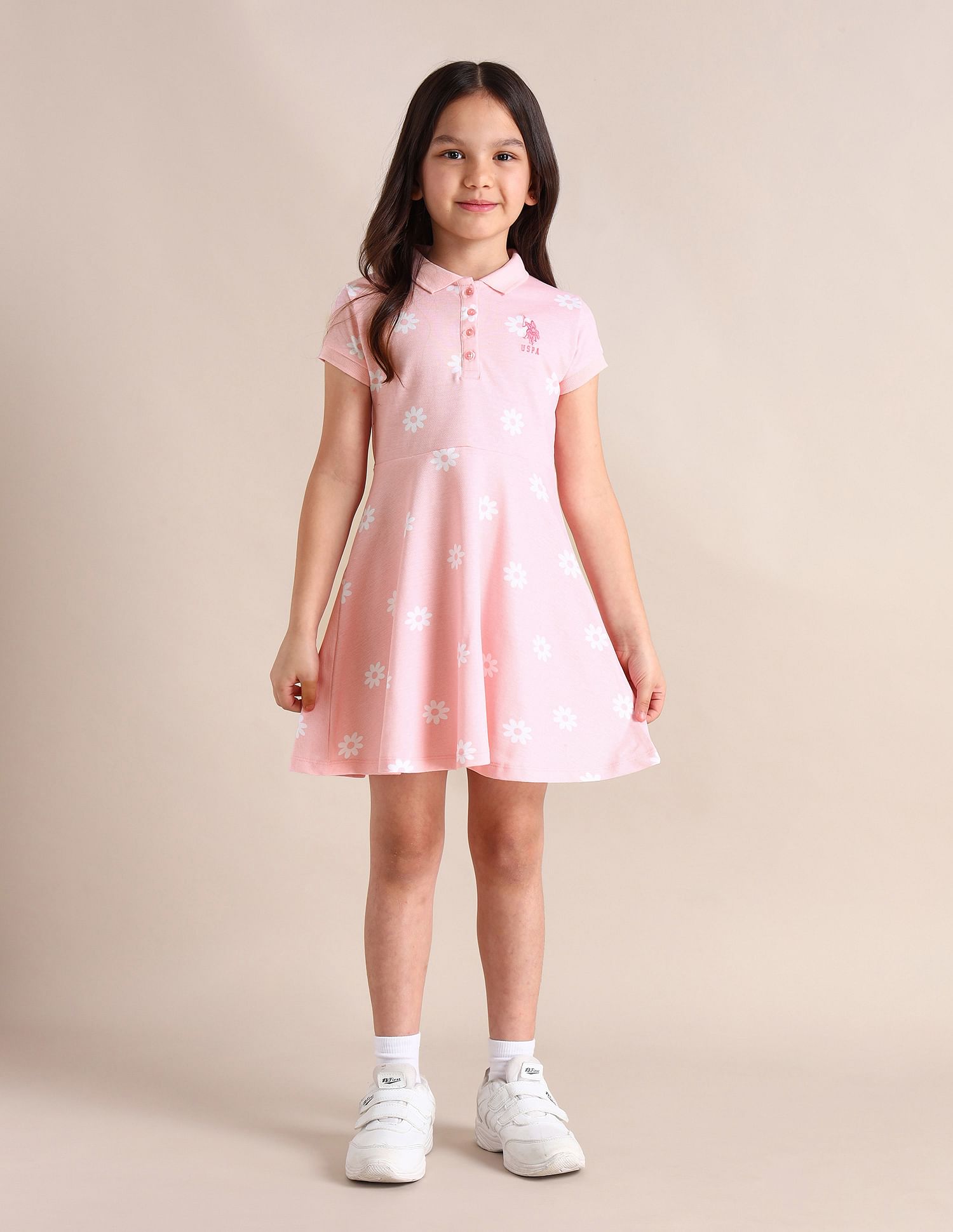 U.S. Polo Assn. Kids Girls Floral A-line Dress