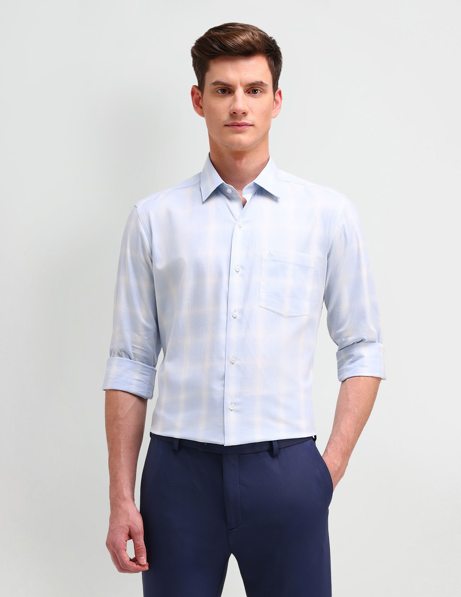 Arrow Manhattan Slim Fit Windowpane Checked Shirt