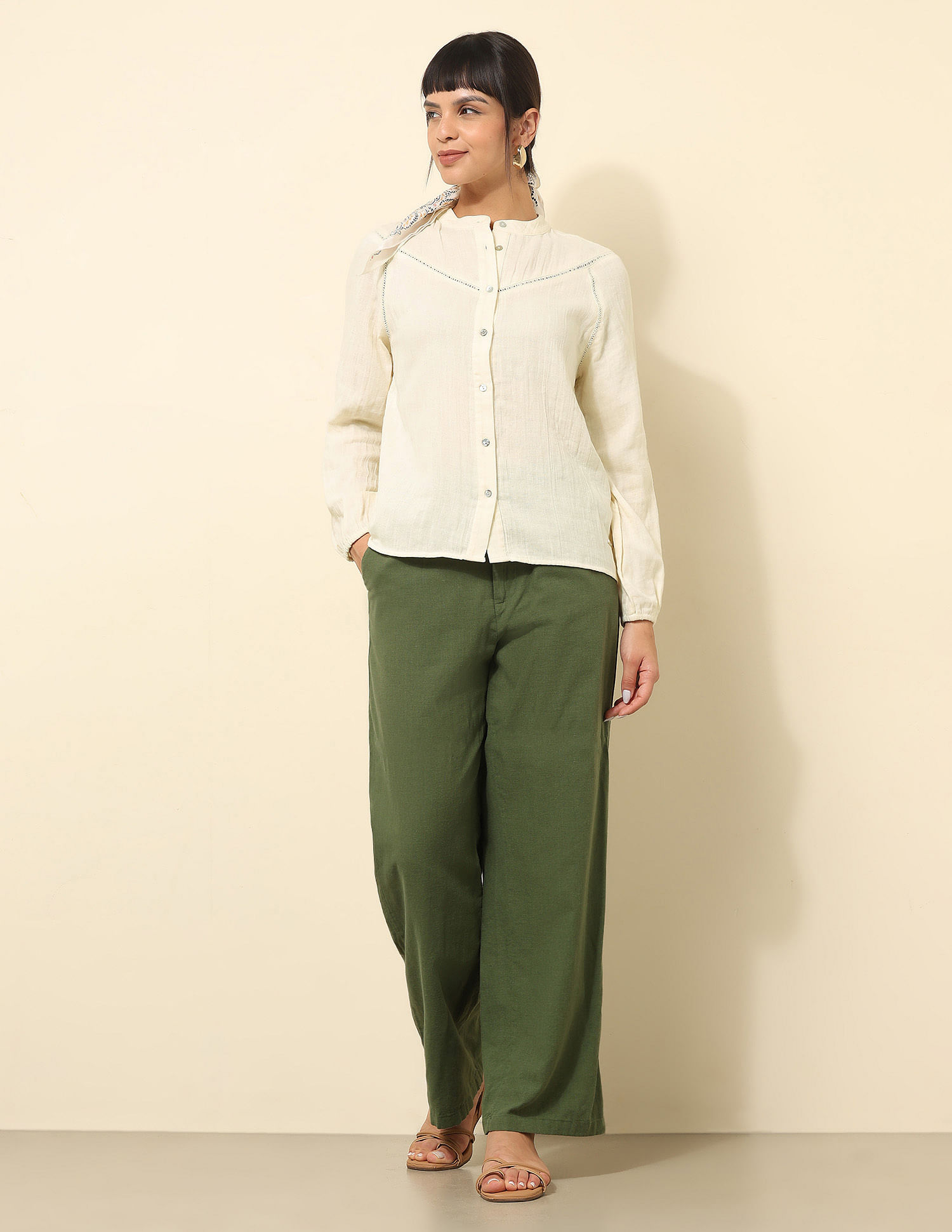 U.S. Polo Assn. Women Lace Detailed Solid Shirt