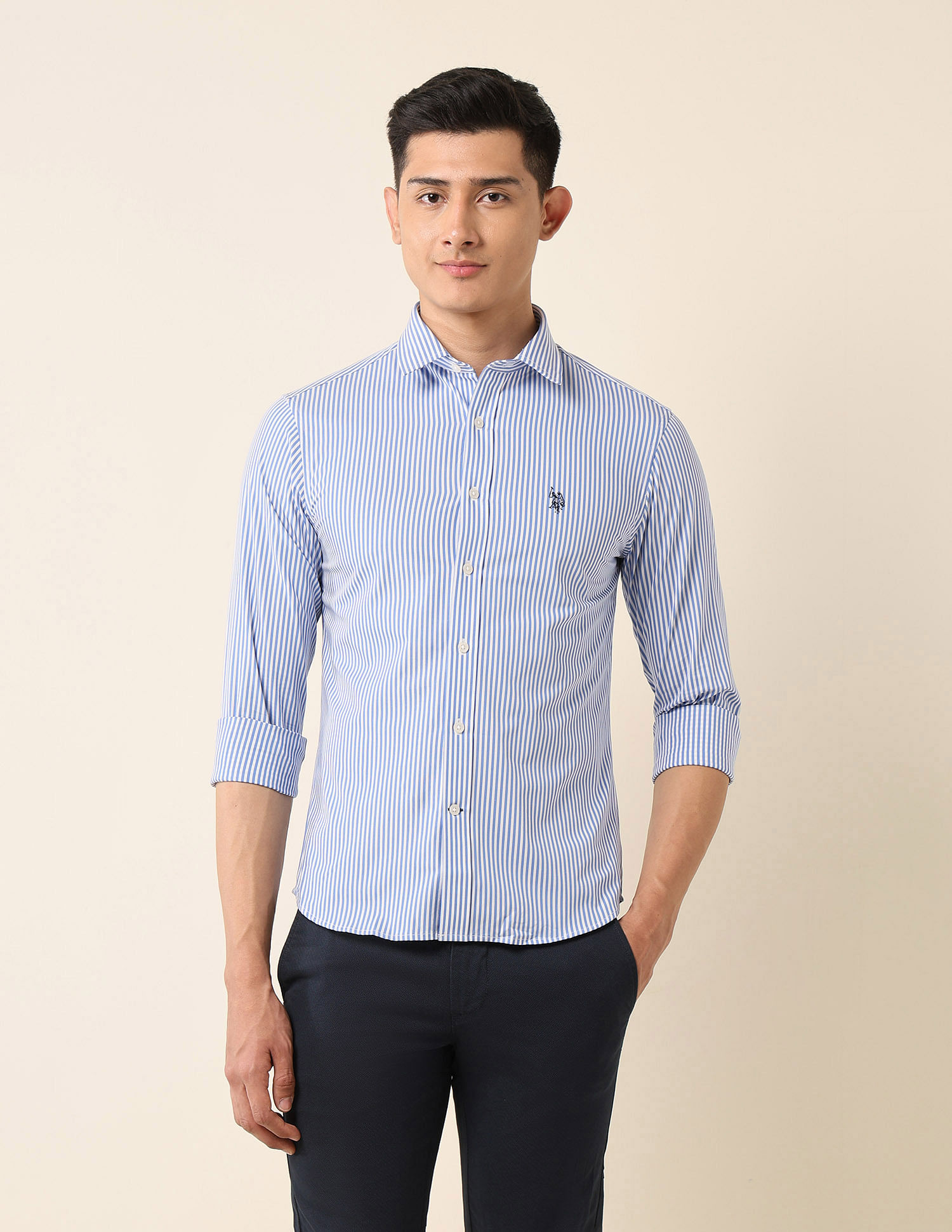 U.S. Polo Assn. Tailored Fit Vertical Striped Shirt
