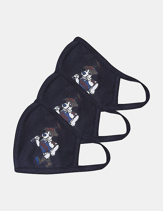 U.S. Polo Assn. Kids Unisex Kids Navy Triple Layer Anti Viral Outdoor Face Masks - Pack Of 3