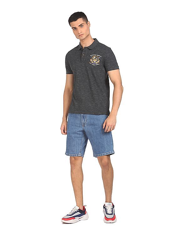 U.S. Polo Assn. Denim Co. Brand Print Heathered Polo Shirt