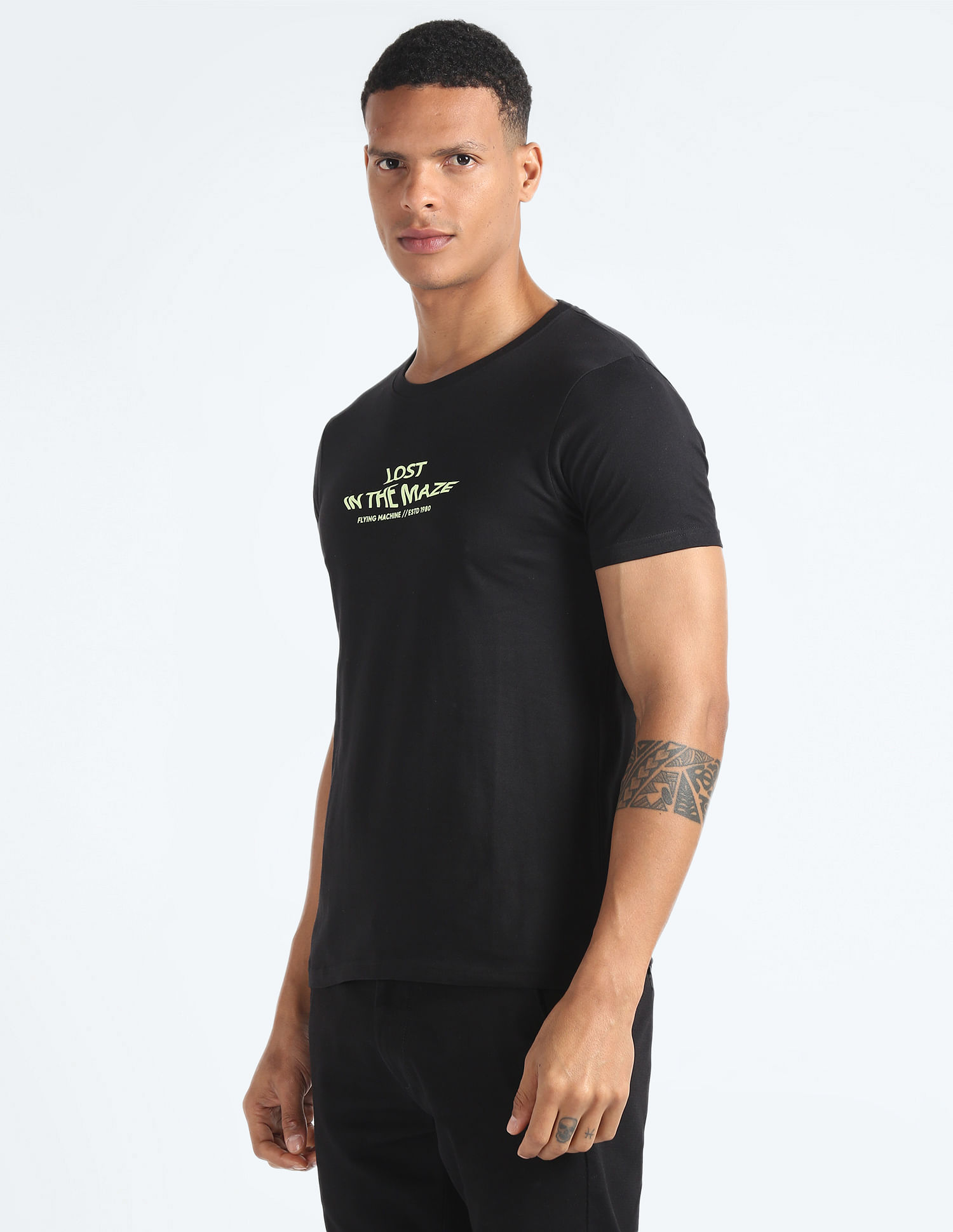 Flying Machine Cotton Glow In The Dark T-Shirt