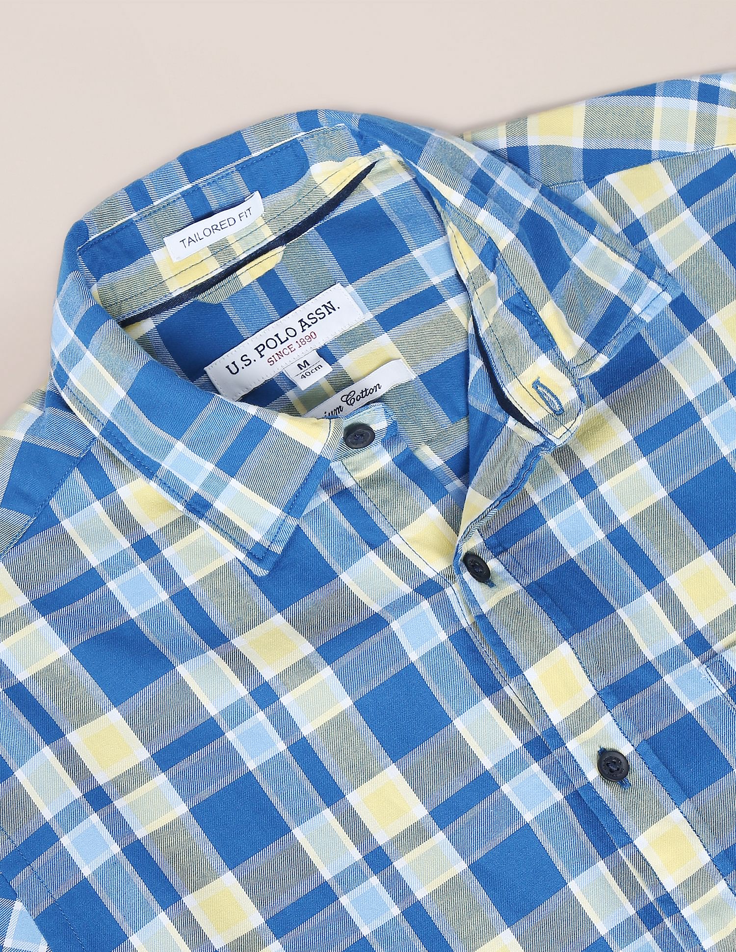 U.S. Polo Assn. Spread Collar Plaid Check Casual Shirt