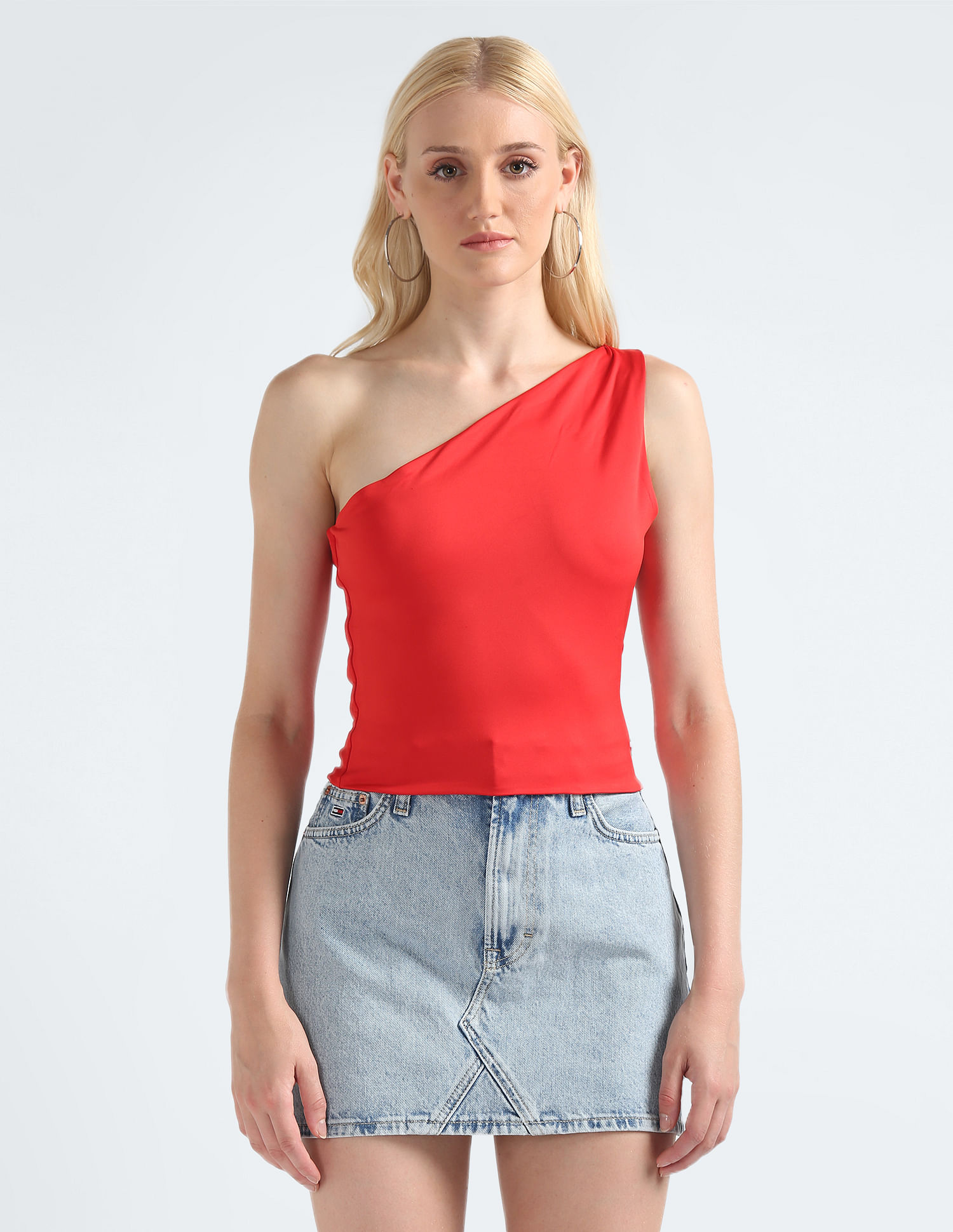 Tommy Hilfiger One Shoulder Stretch Crop Top