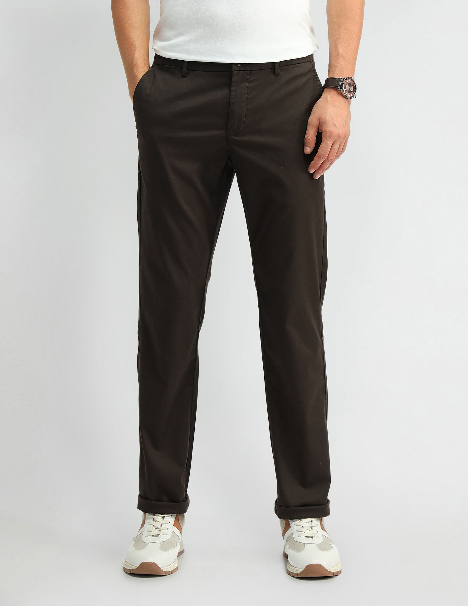 Arrow Sports Regular Fit Twill Trousers
