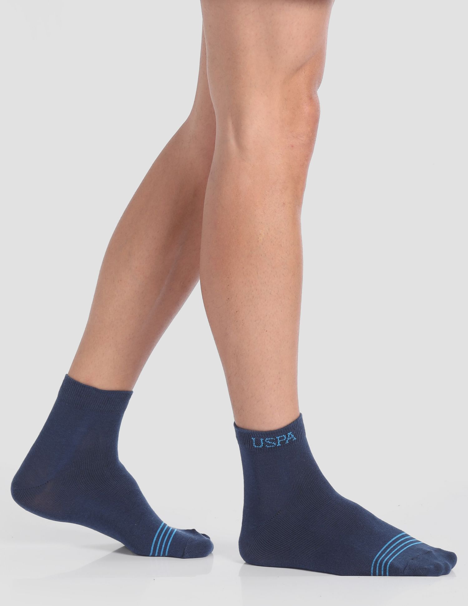 USPA Innerwear Ankle Length Stretch I646 Socks - Pack Of 3