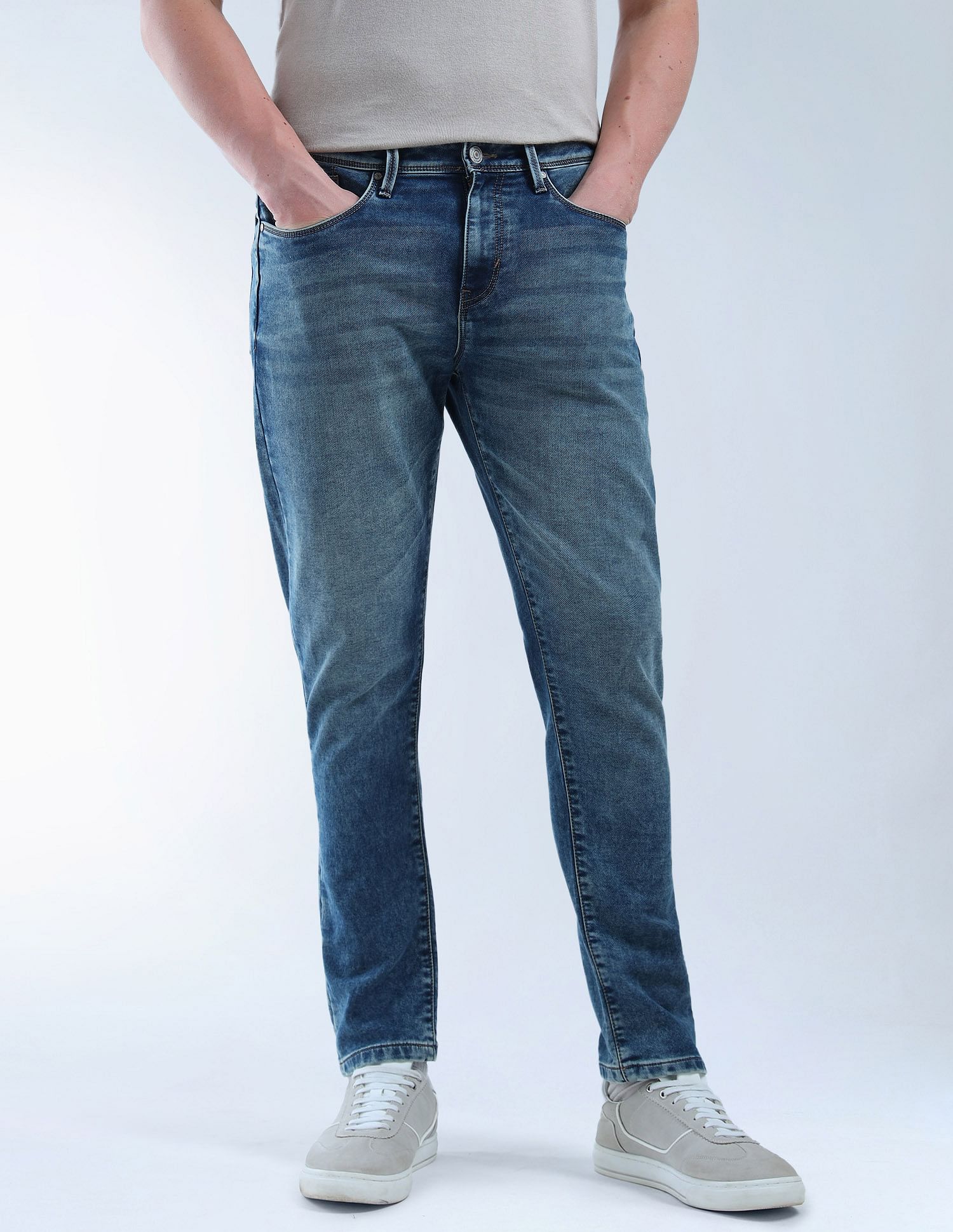 Flying Machine Slash Slim Tapered Fit Flex Knit Max Jeans