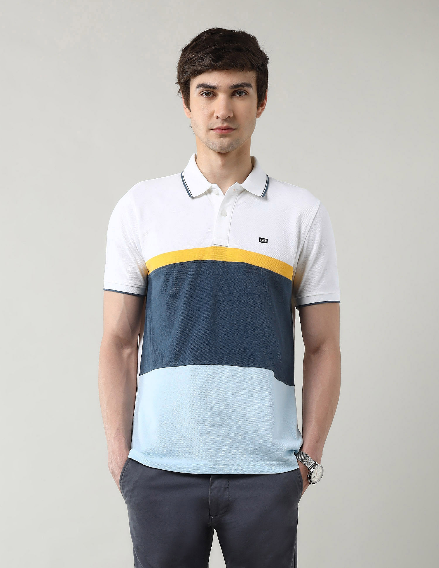 Arrow Sport Colourblocked Regular Fit Polo Shirt
