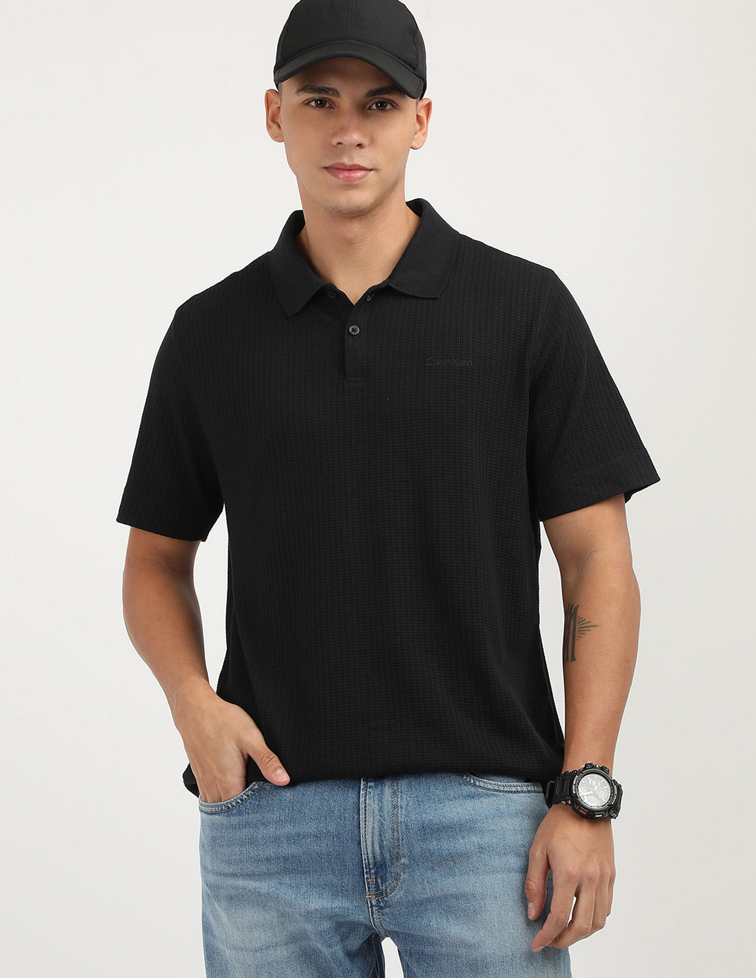 Calvin Klein Drop Needle Waffle Polo Shirt