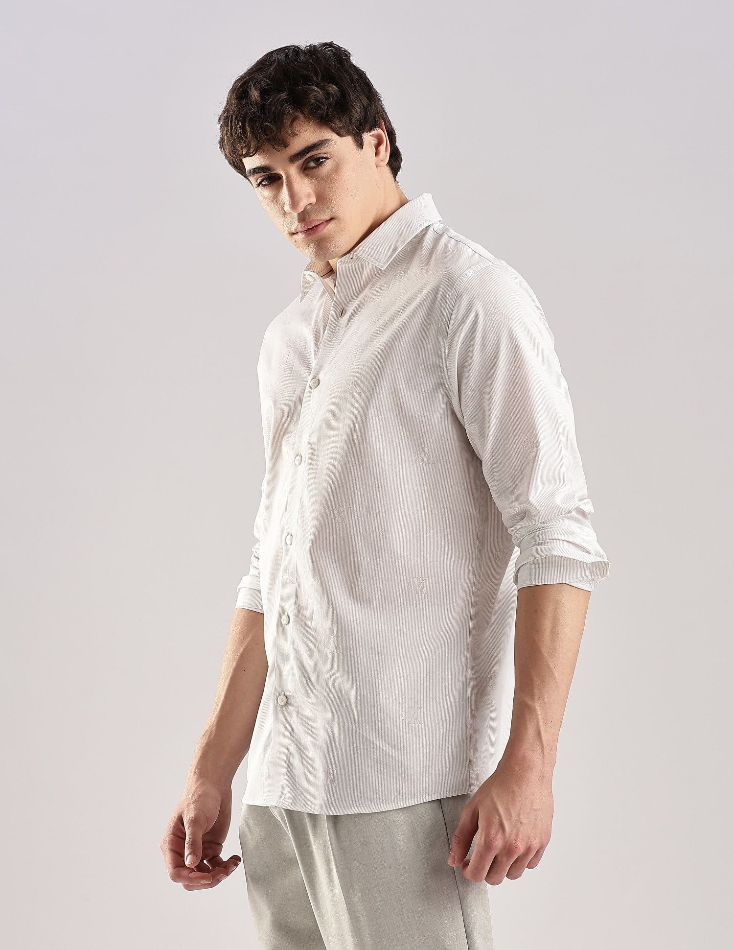 Calvin Klein Jeans Vertical Stripes Slim Fit Plain Woven Shirt