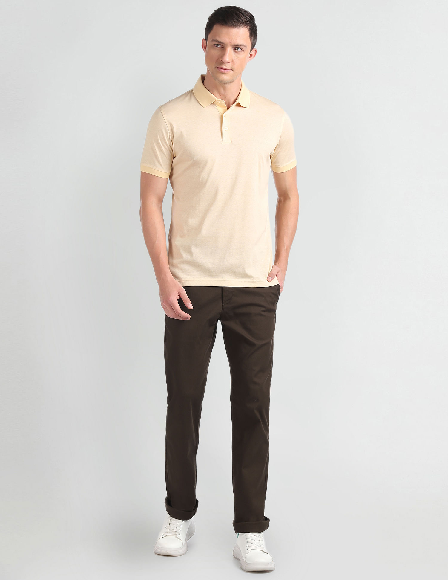 Arrow Sports Hudson Regular Fit Dobby Casual Trousers
