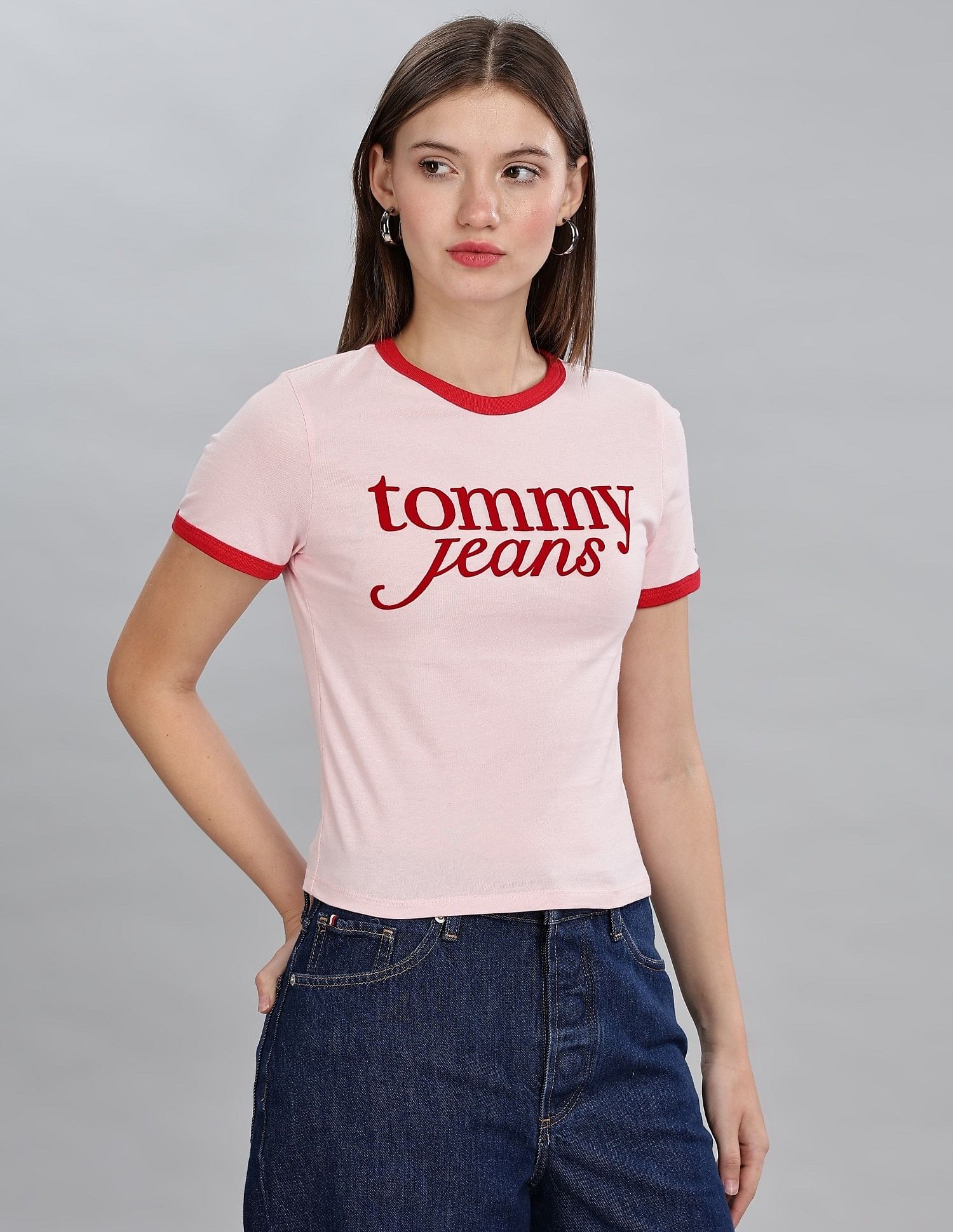 Tommy Hilfiger Womens Pink Logo T-Shirts