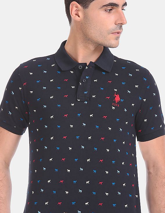 polo shirt with horses all over