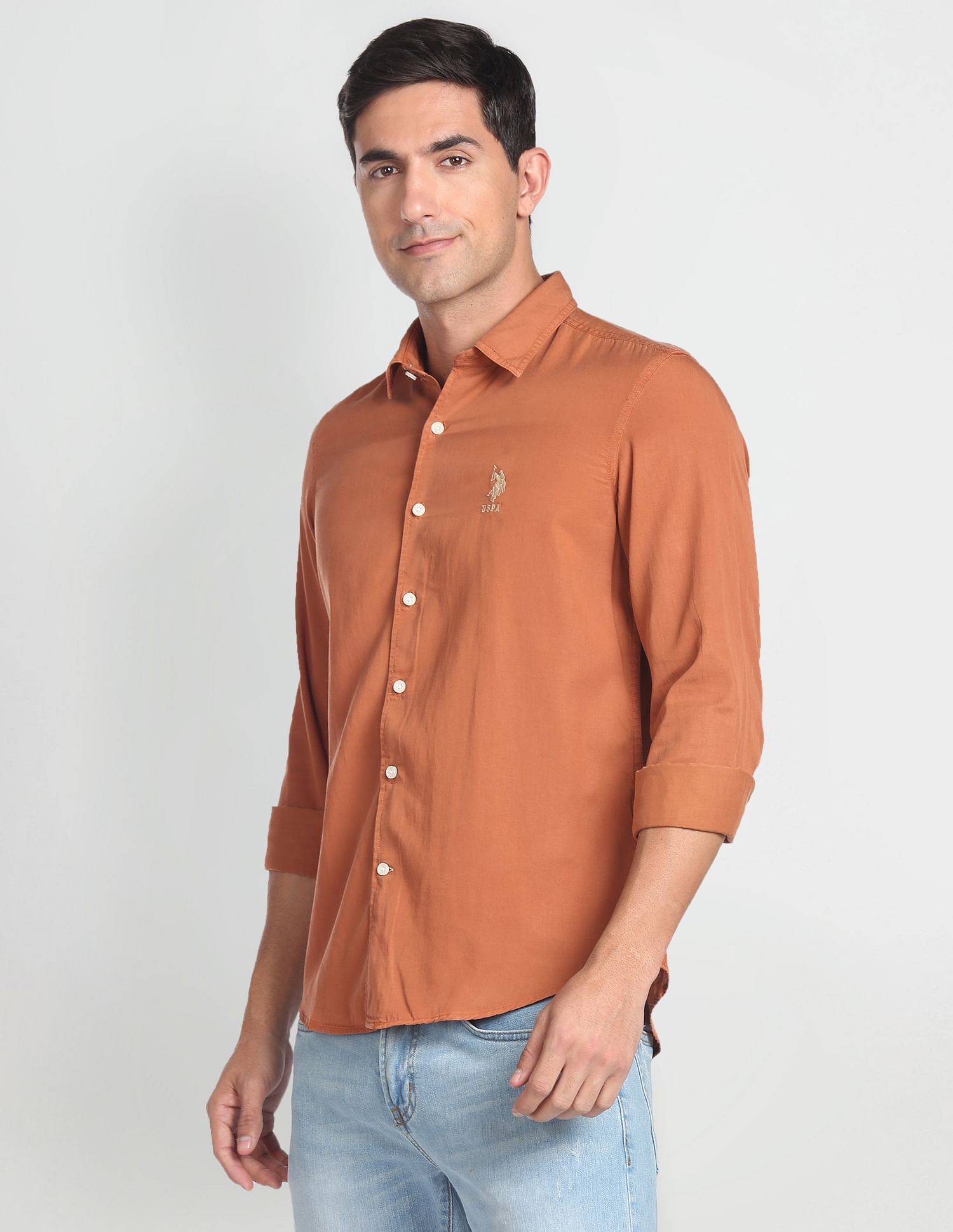 U.S. Polo Assn. Denim Co. Spread Collar Solid Shirt