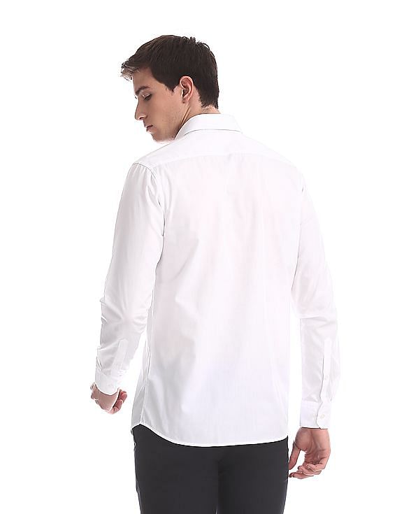 USPA Tailored White Tailored Regular Fit Solid Shirt