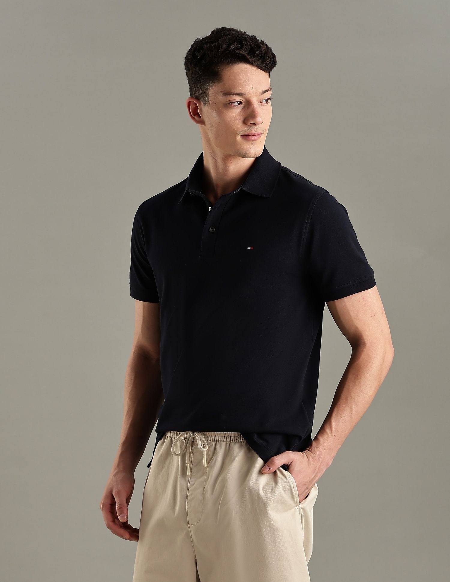 Tommy Hilfiger Solid Slim-Fit Cotton Polo T-Shirt