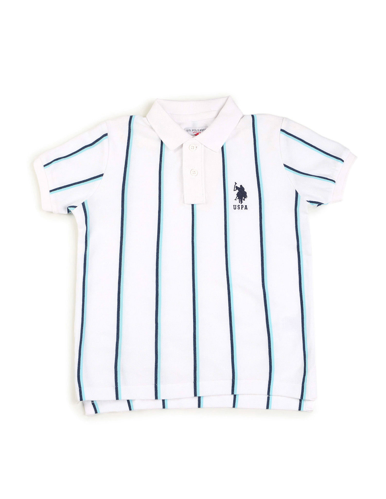 U.S. Polo Assn. Kids Boys Vertical Striped Regular Fit Polo Shirt