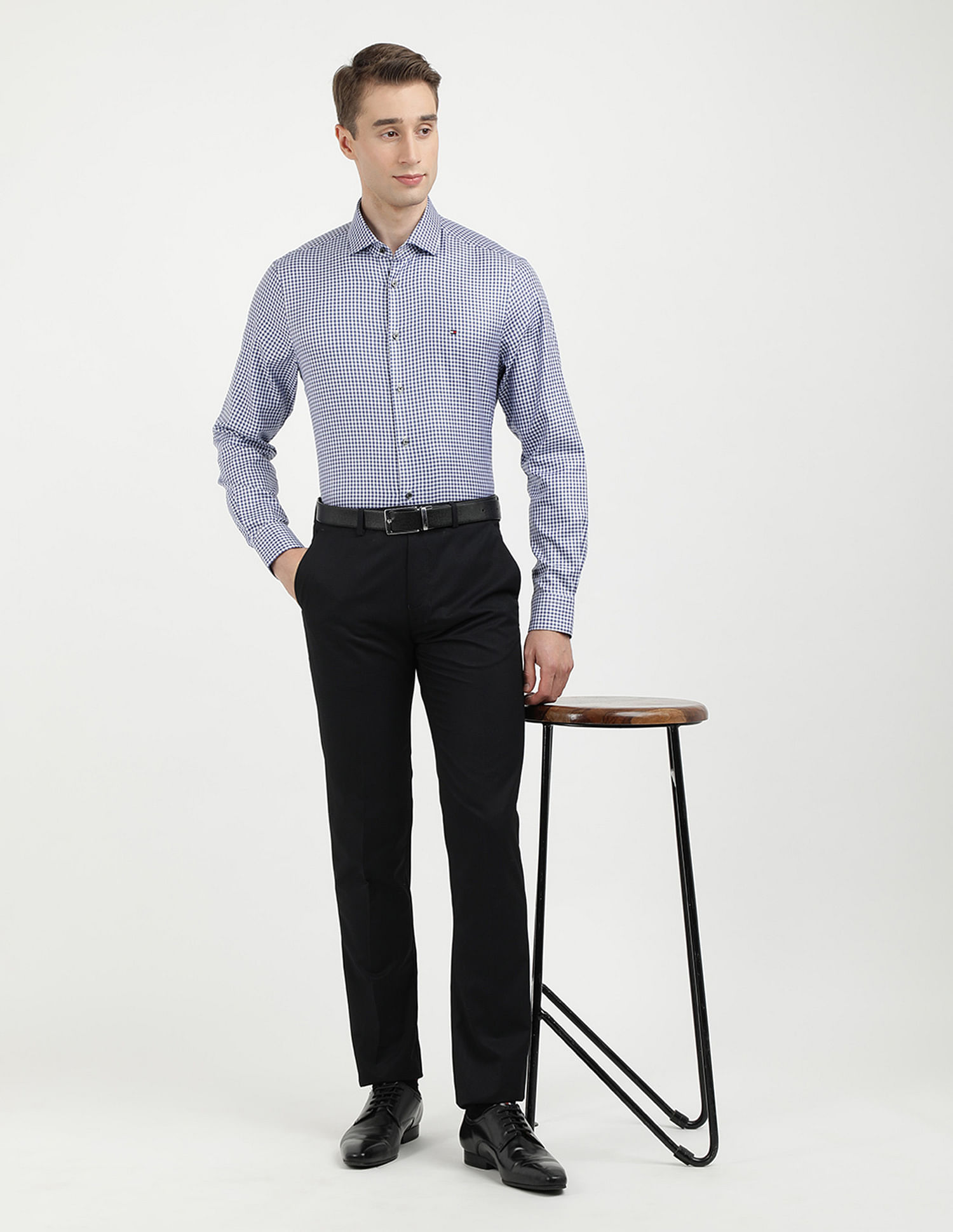 Tommy Hilfiger Satin Puppytooth Slim Fit Shirt