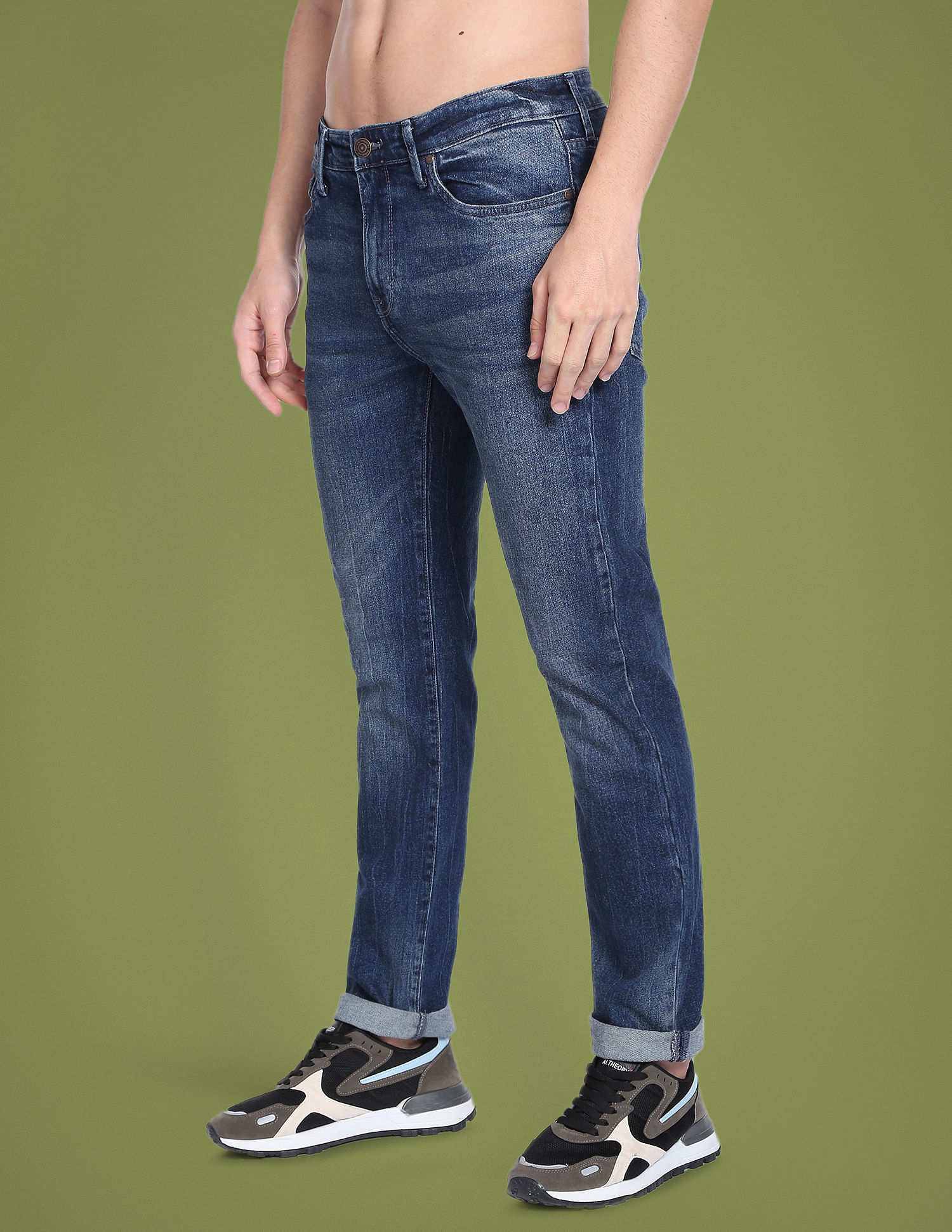 Flying Machine Freddie Slim Straight Fit Mid Rise Jeans