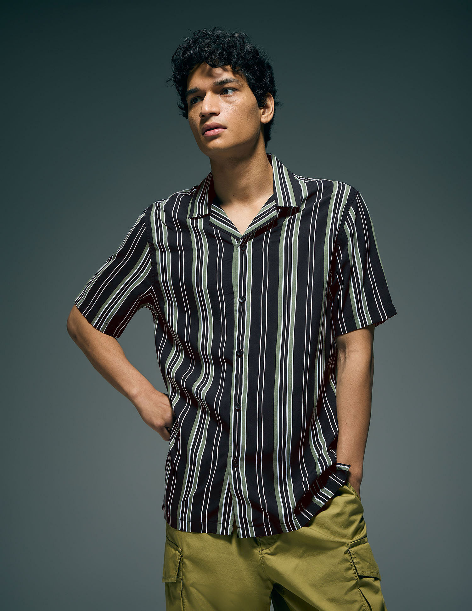 Flying Machine Vertical Striped Original Cuban Shirt