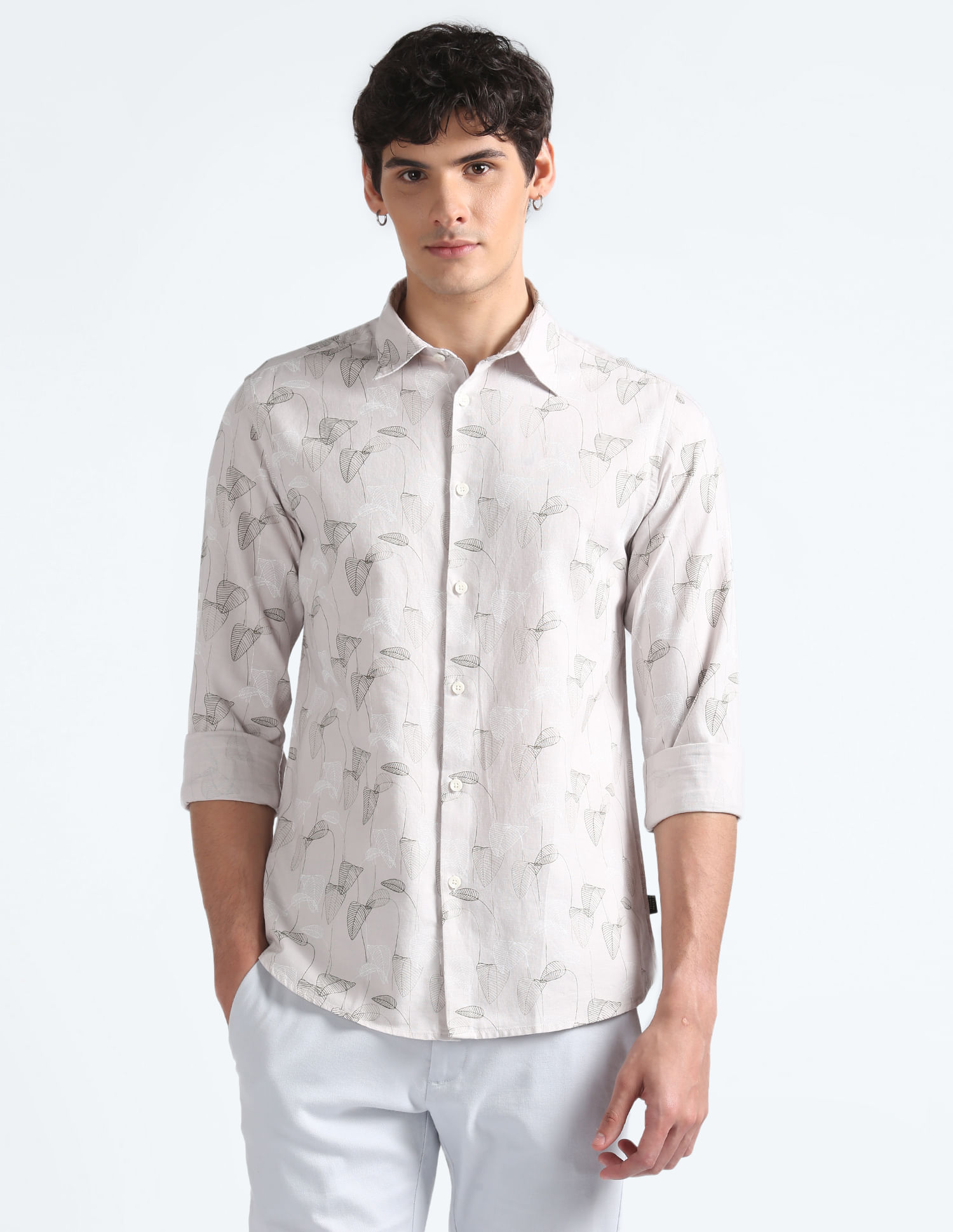 Flying Machine Tropical Print Cotton Shirt