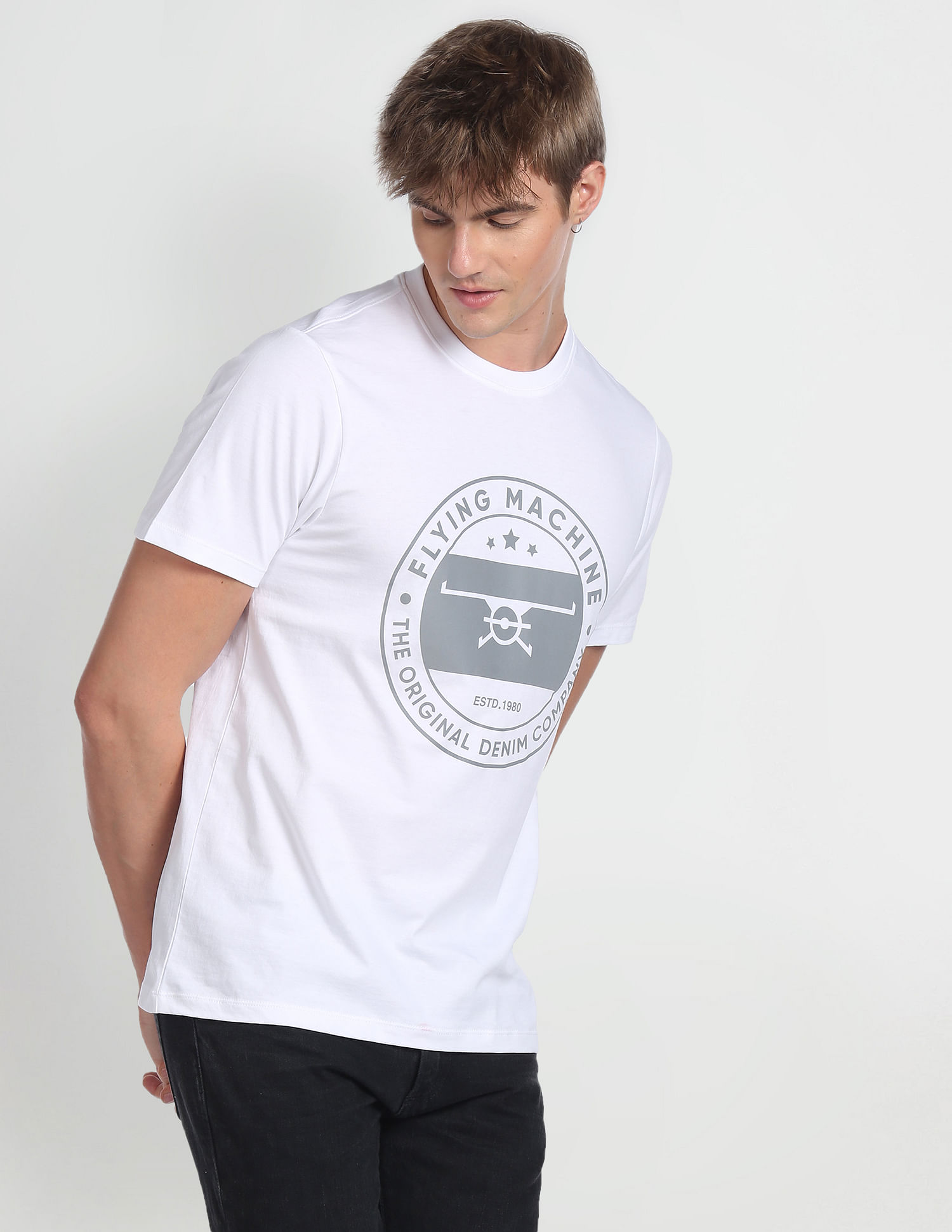 flying machine white t shirt