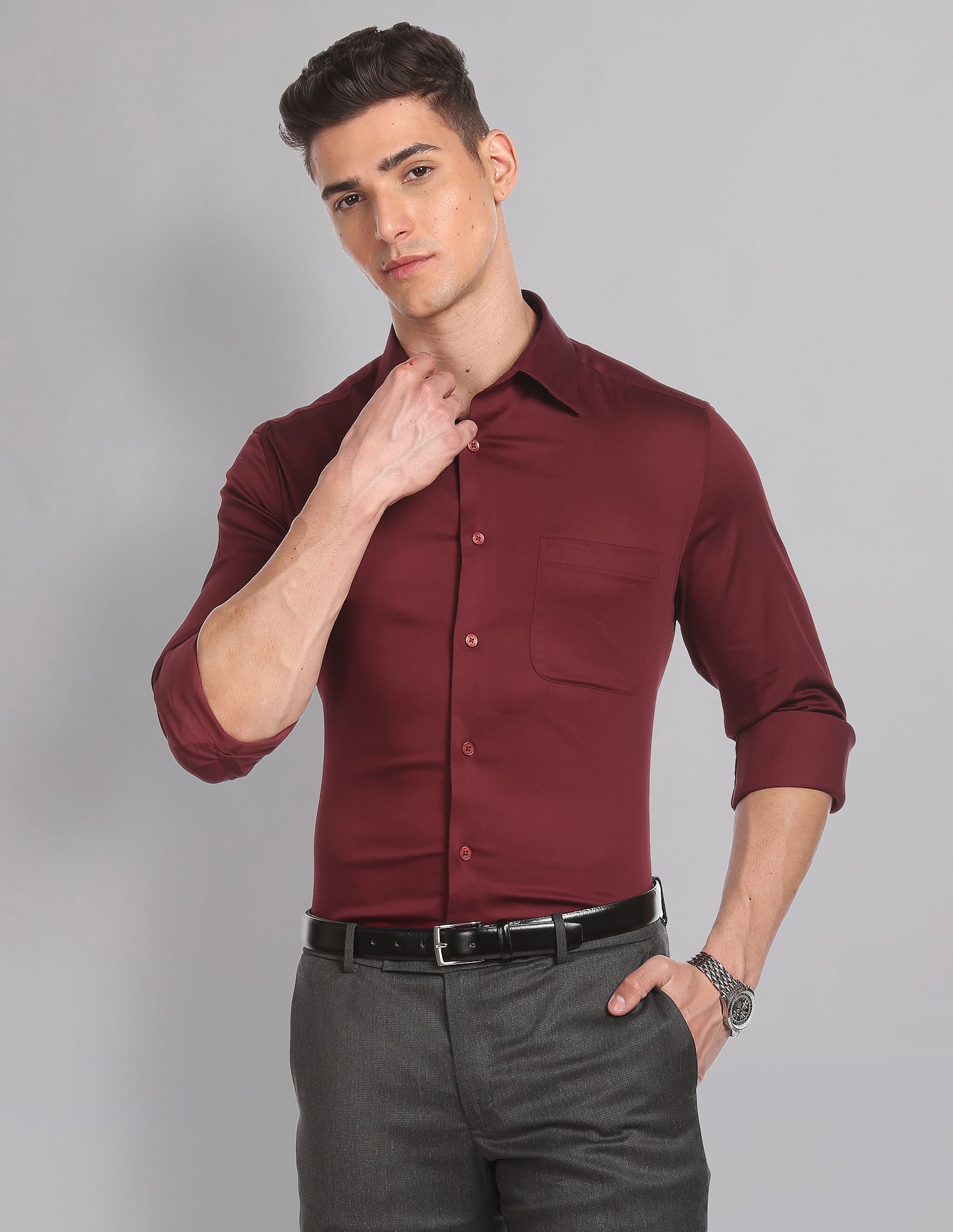 AD by Arvind Solid Twill Formal Shirt