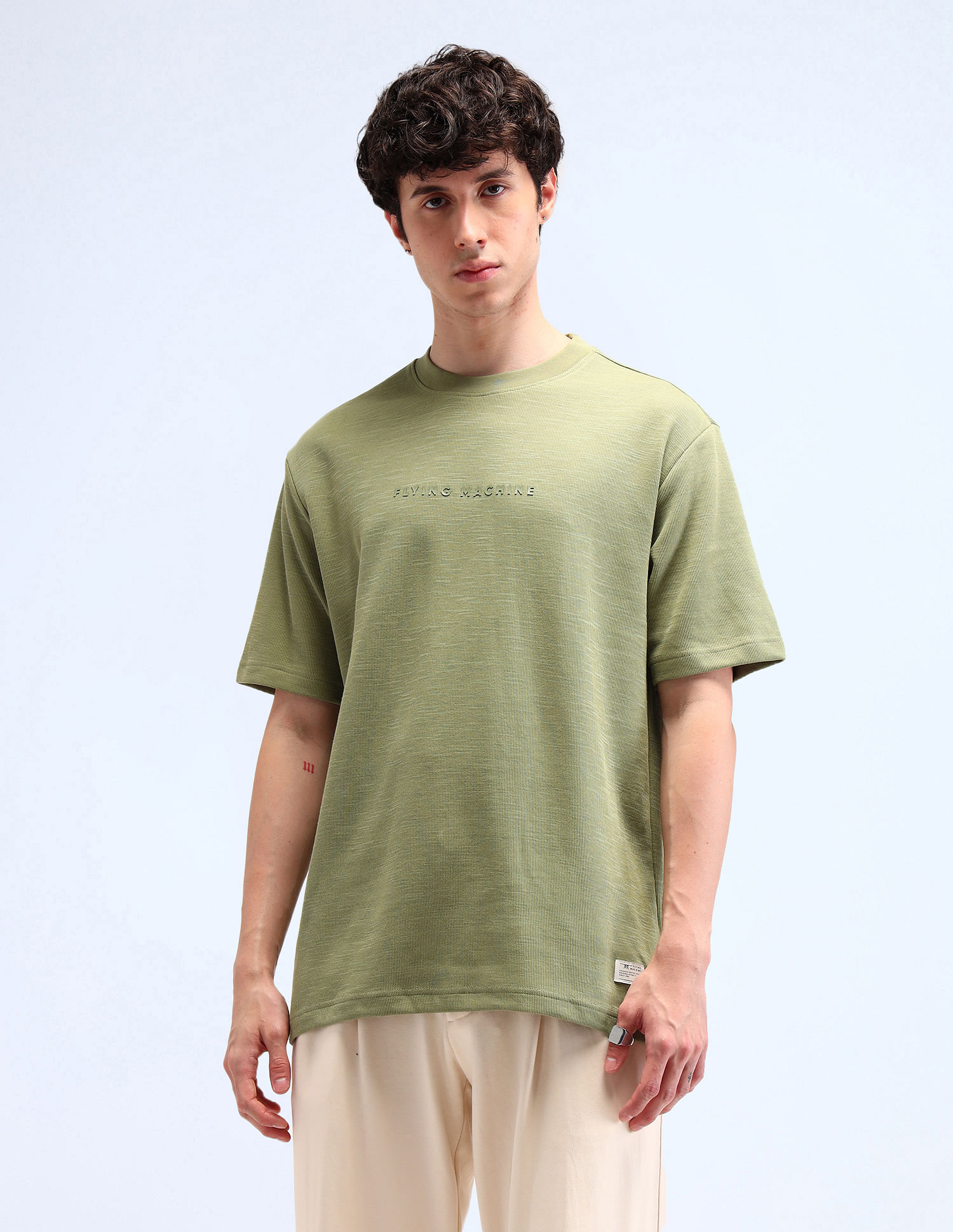 Flying Machine Textured Cotton T-Shirt