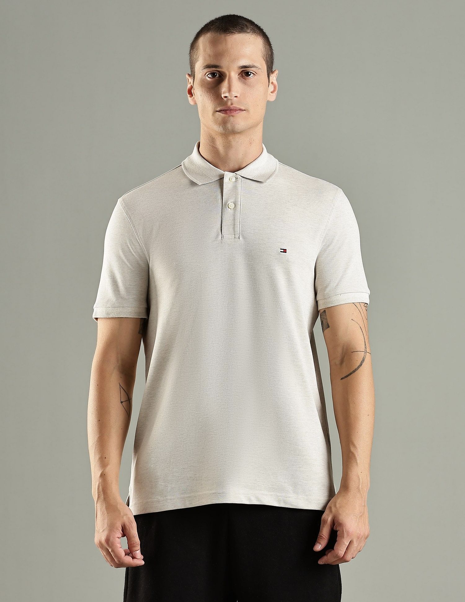 Tommy Hilfiger Solid Regular Fit Cotton Polo T-Shirt