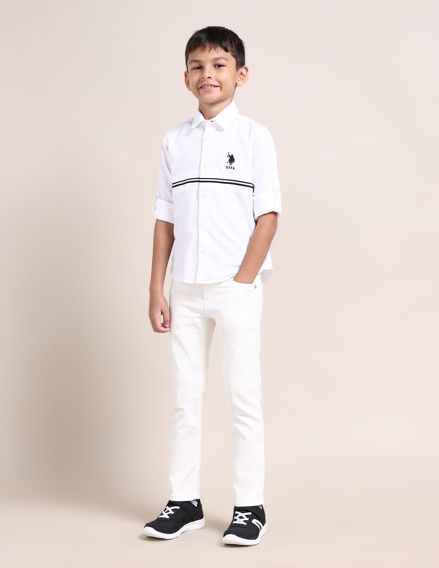 U.S. Polo Assn. Kids Boys Brand Stripe Cotton Shirt