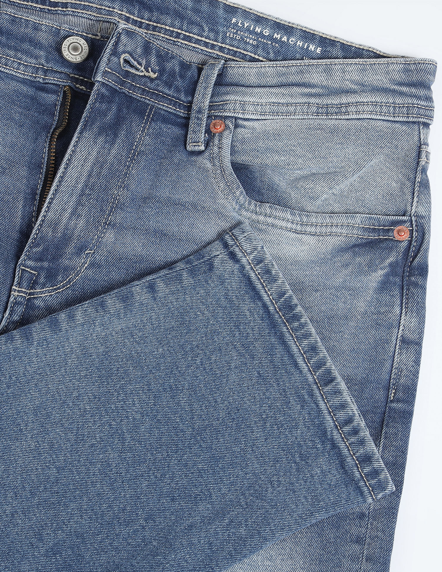 Flying Machine Mid Rise Freddie Slim Straight Jeans