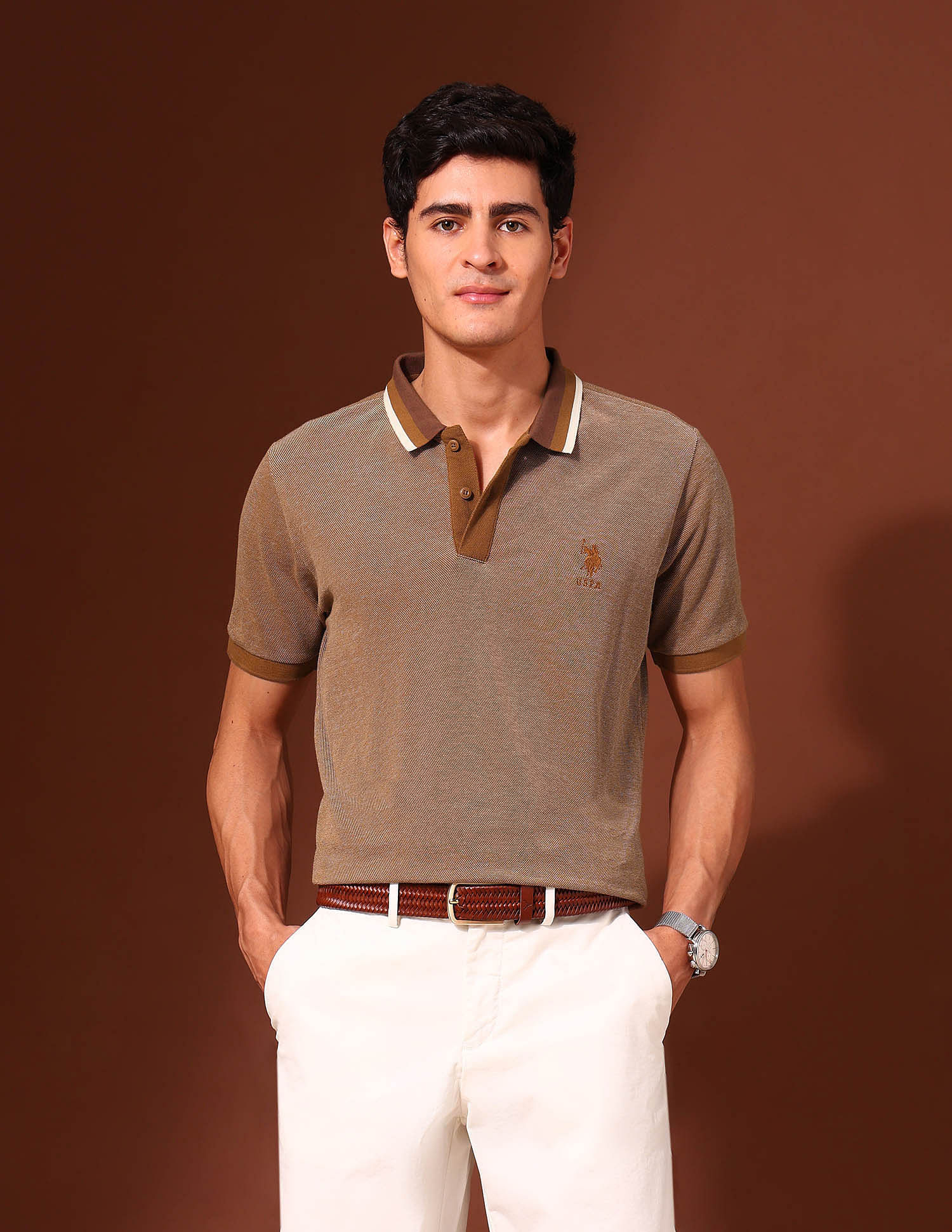 U.S. Polo Assn. Solid Slim Fit Working Holiday Polo Shirt
