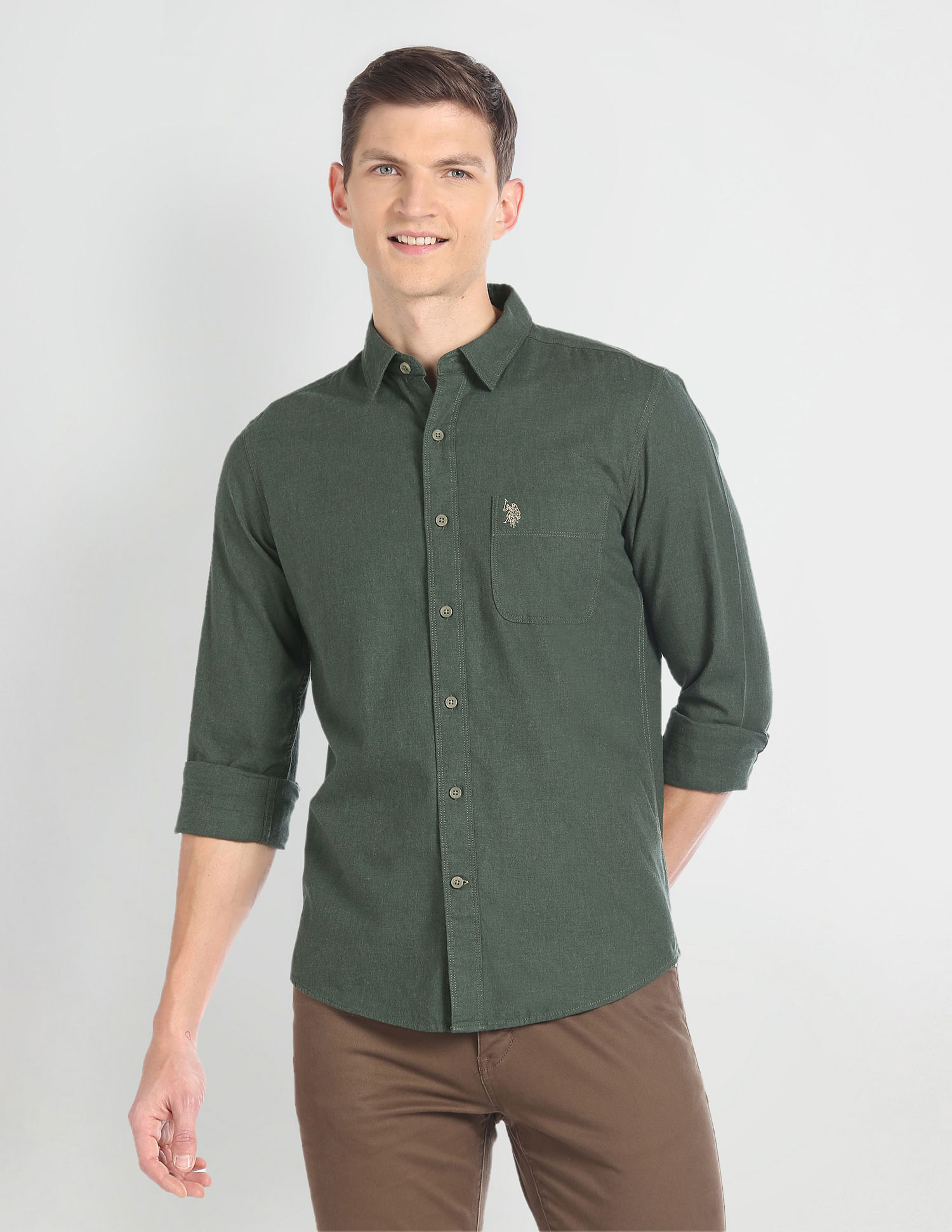 U.S. Polo Assn. Denim Co. Cotton Twill Slim Fit Shirt