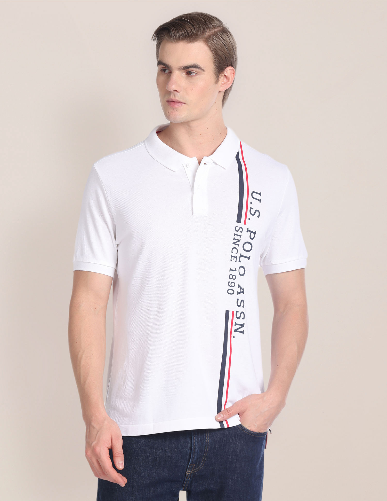 U.S. Polo Assn. Brand Print Cotton Polo Shirt