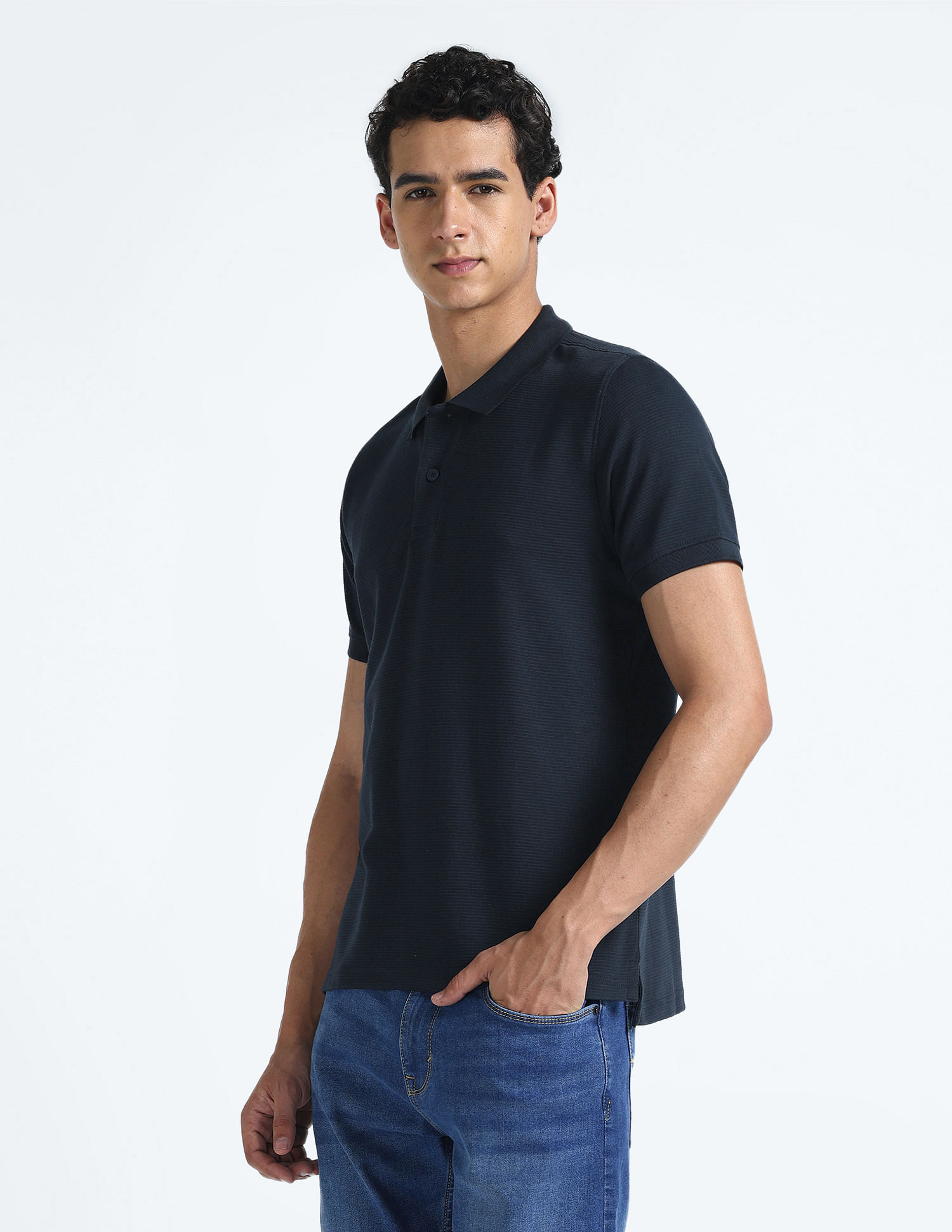 Flying Machine Horizontal Stripe Cotton Polo Shirt