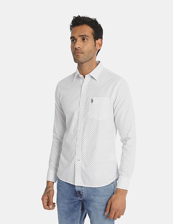 Buy U.S. Polo Assn. Men White Printed 