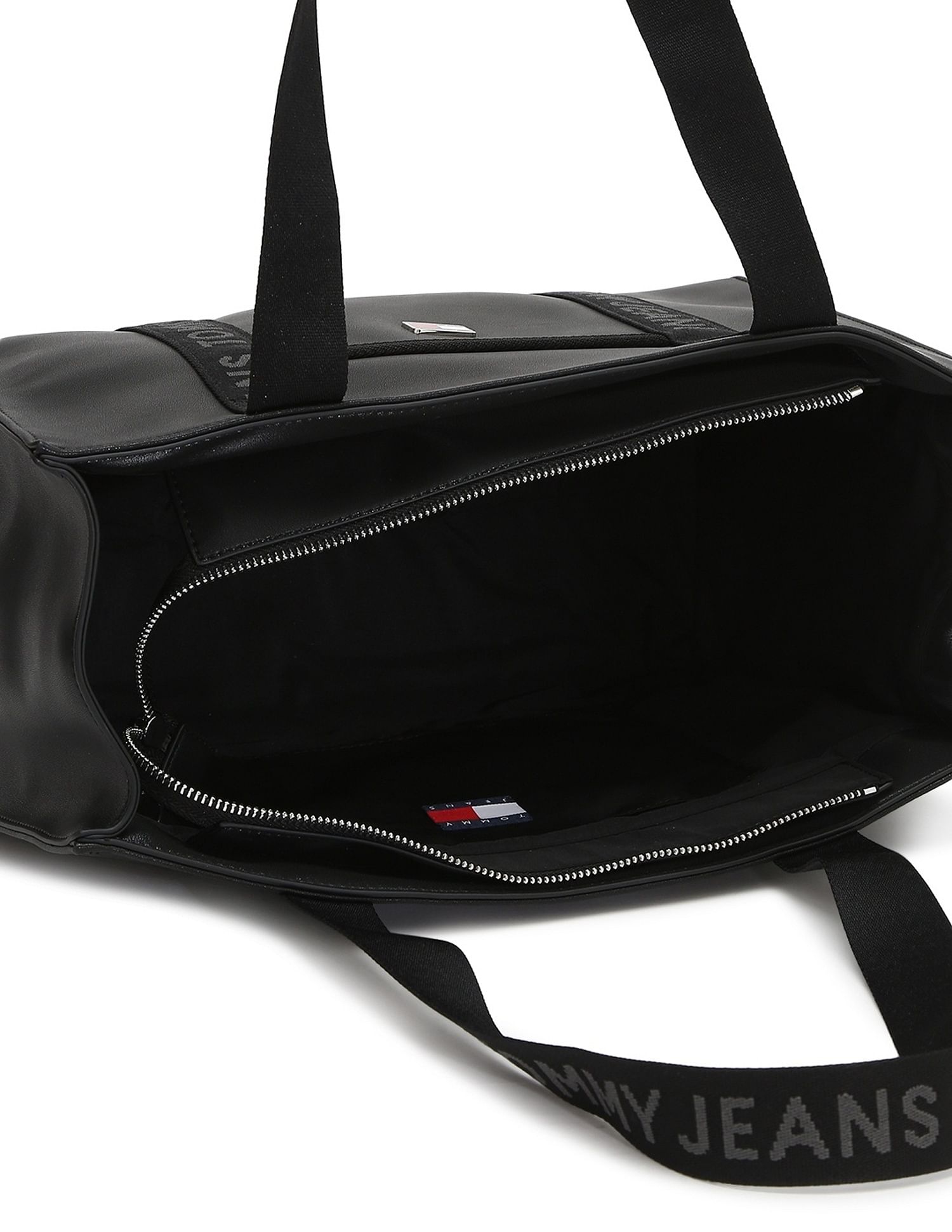 Tommy Hilfiger Solid Black Pu Tote Bag
