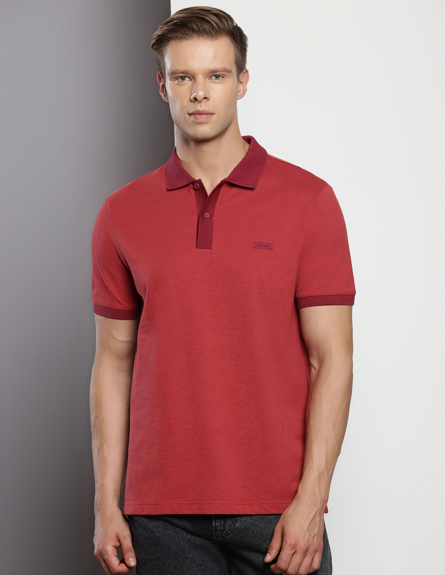 Calvin Klein Two Tone Micro Structure Polo Shirt