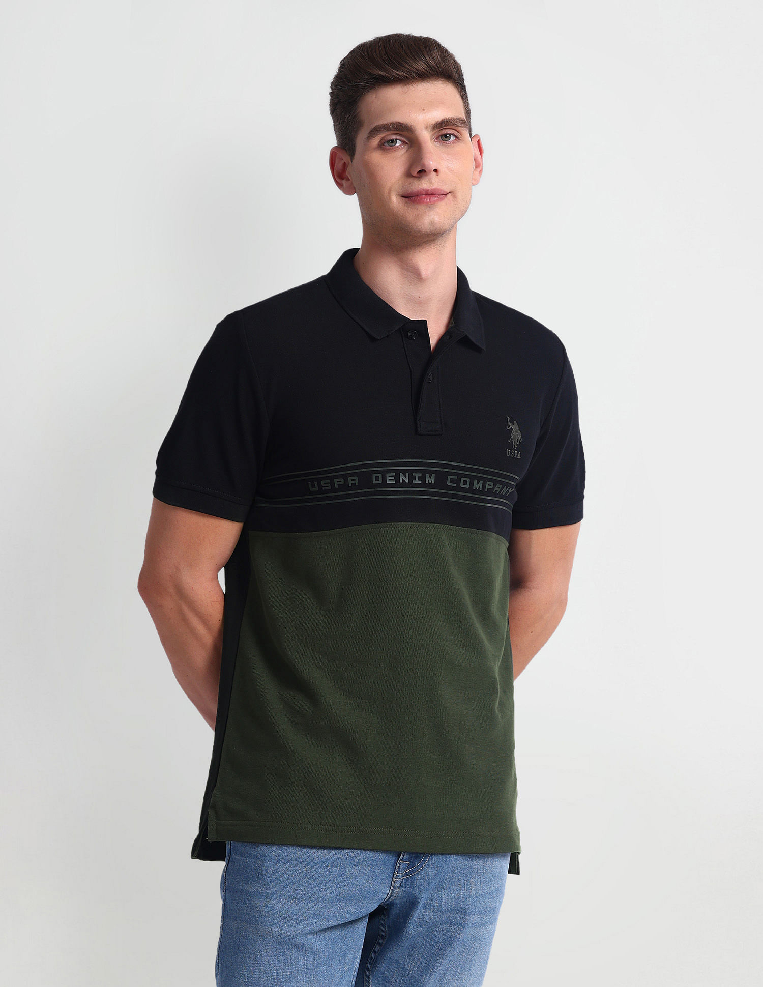 U.S. Polo Assn. Denim Co. Colour Block Muscle Fit Polo Shirt