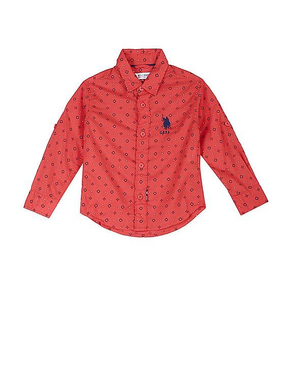 U.S. Polo Assn. Kids Boys Spread Collar Printed Shirt