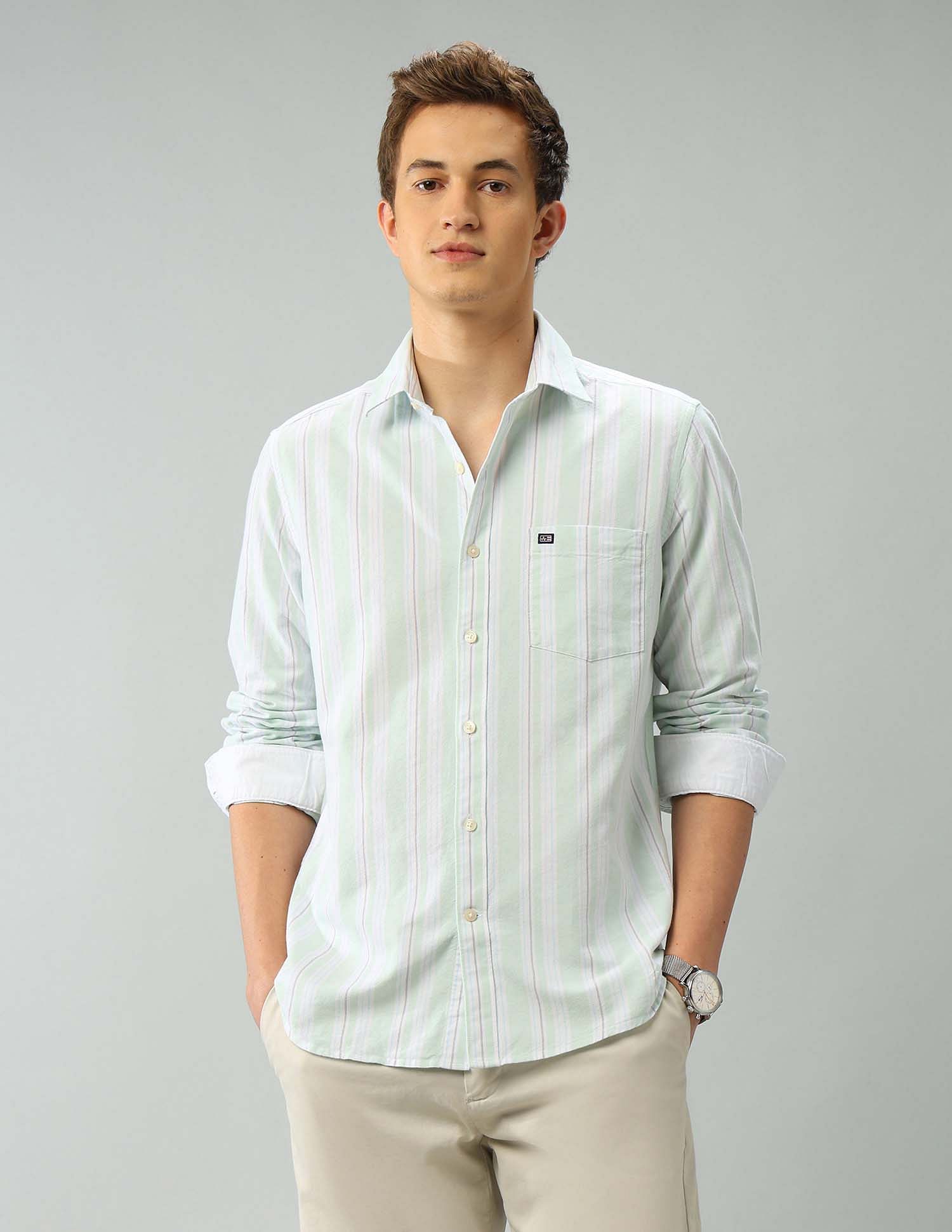 Arrow Sport Air Soft Manhattan Slim Fit Vertical Striped Shirt