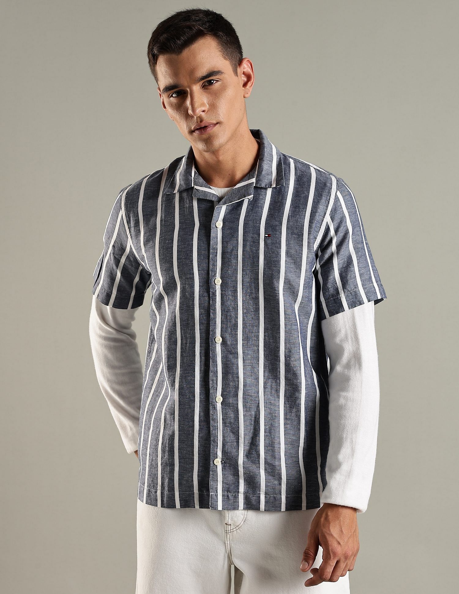 Tommy Hilfiger Striped Regular Fit Cotton Shirt