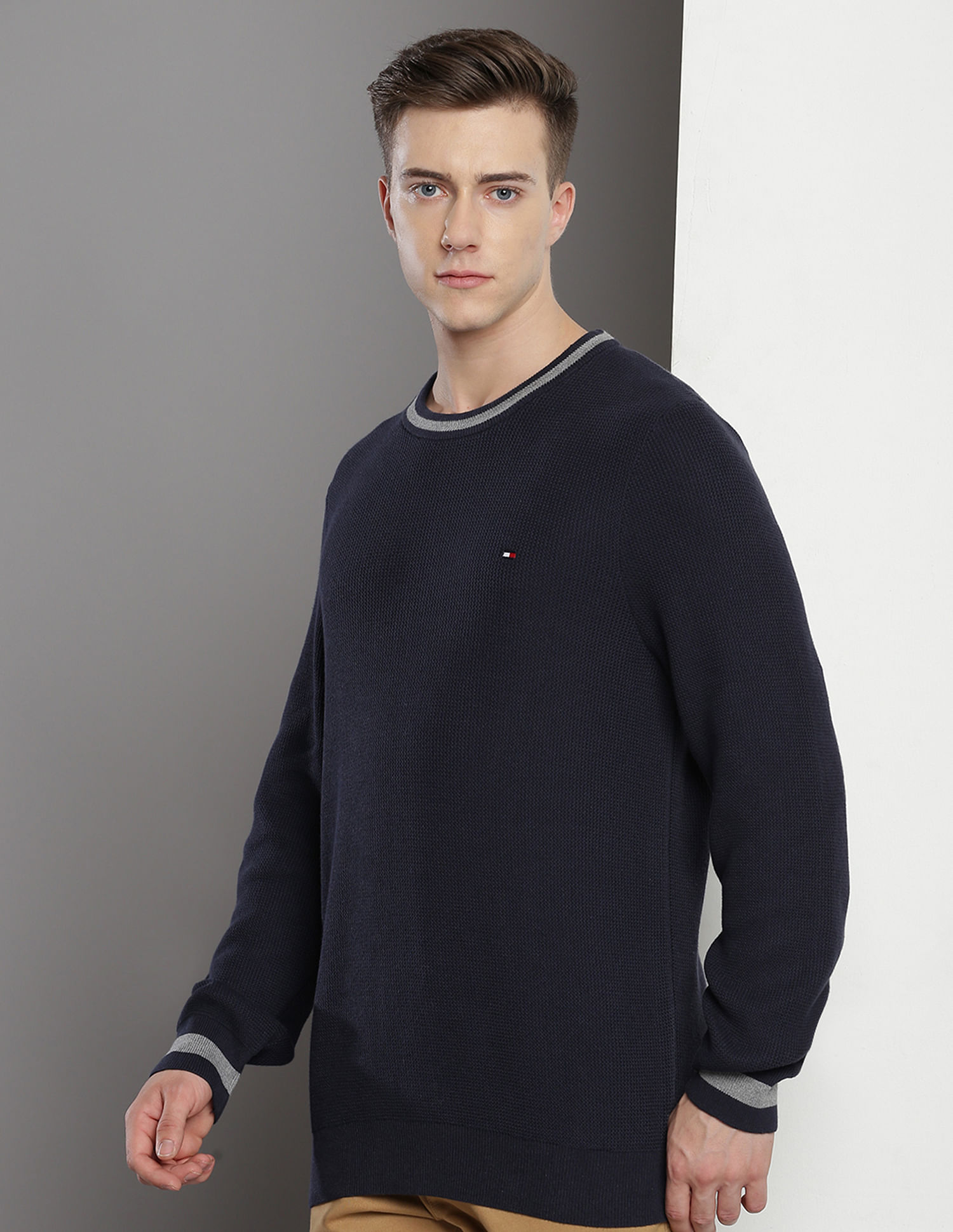 Tommy Hilfiger Striped Hem Cotton Sweater