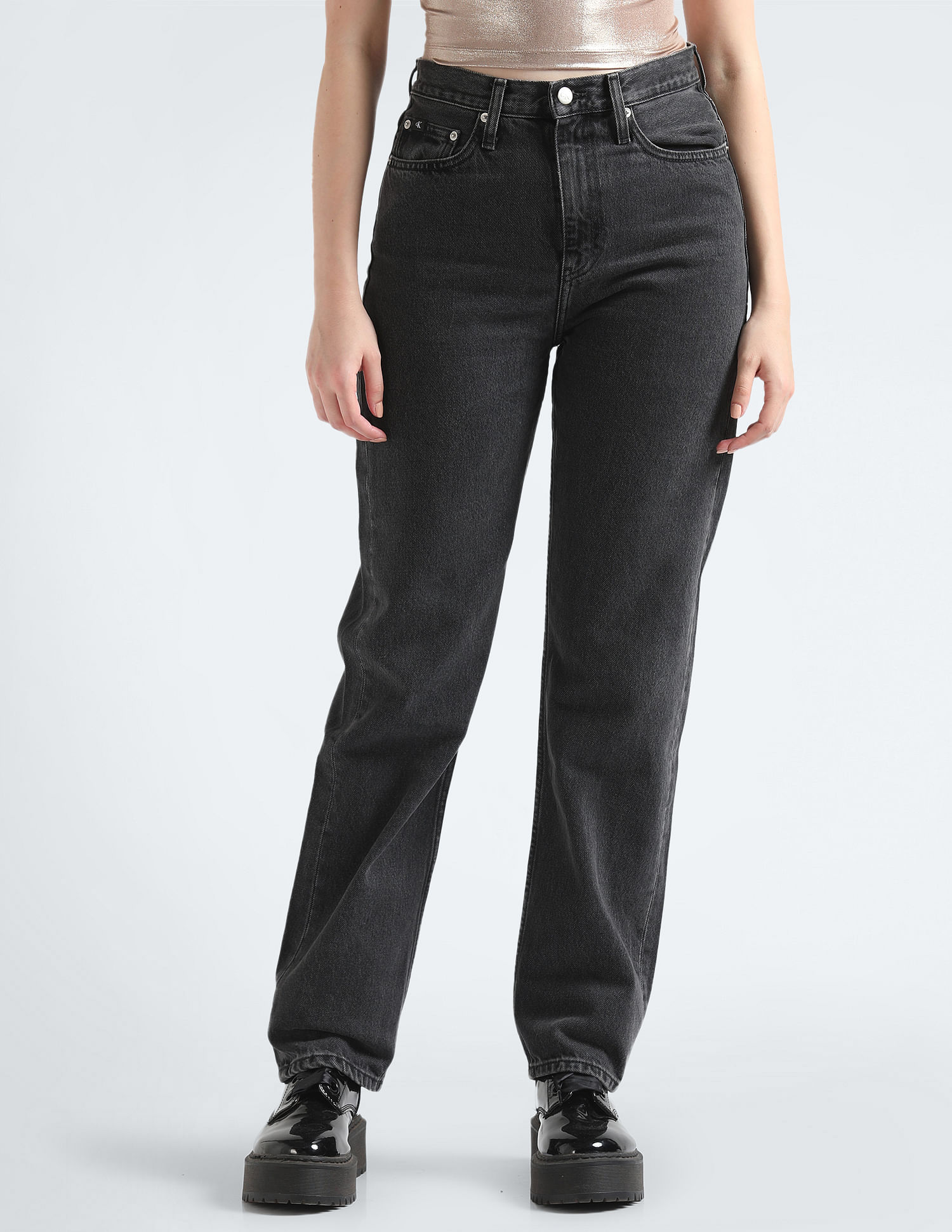 Calvin Klein Jeans High Rise Rinsed Straight Jeans